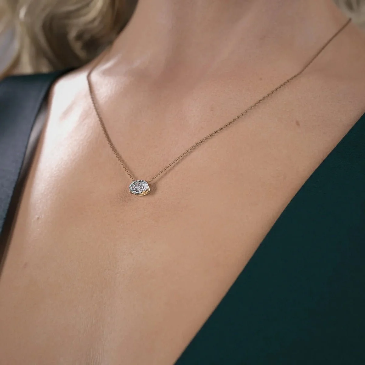 2 Carat Oval Cut Diamond Pendant Necklace for Women - Image 5