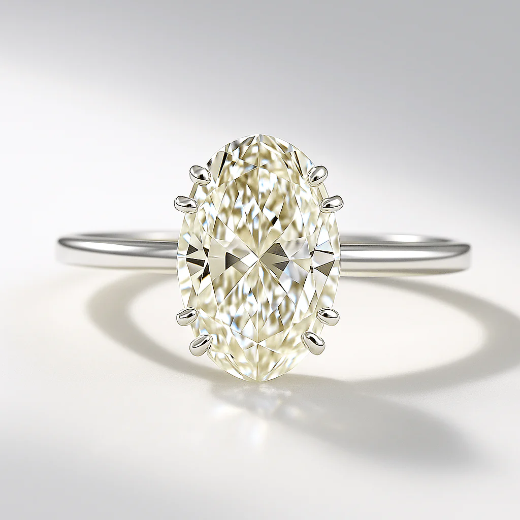 2 Carat Oval Cut 8 V Prongs Minimalist Engagement Ring - Image 14