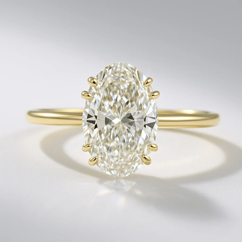 2 Carat Oval Cut 8 V Prongs Minimalist Engagement Ring - Image 4
