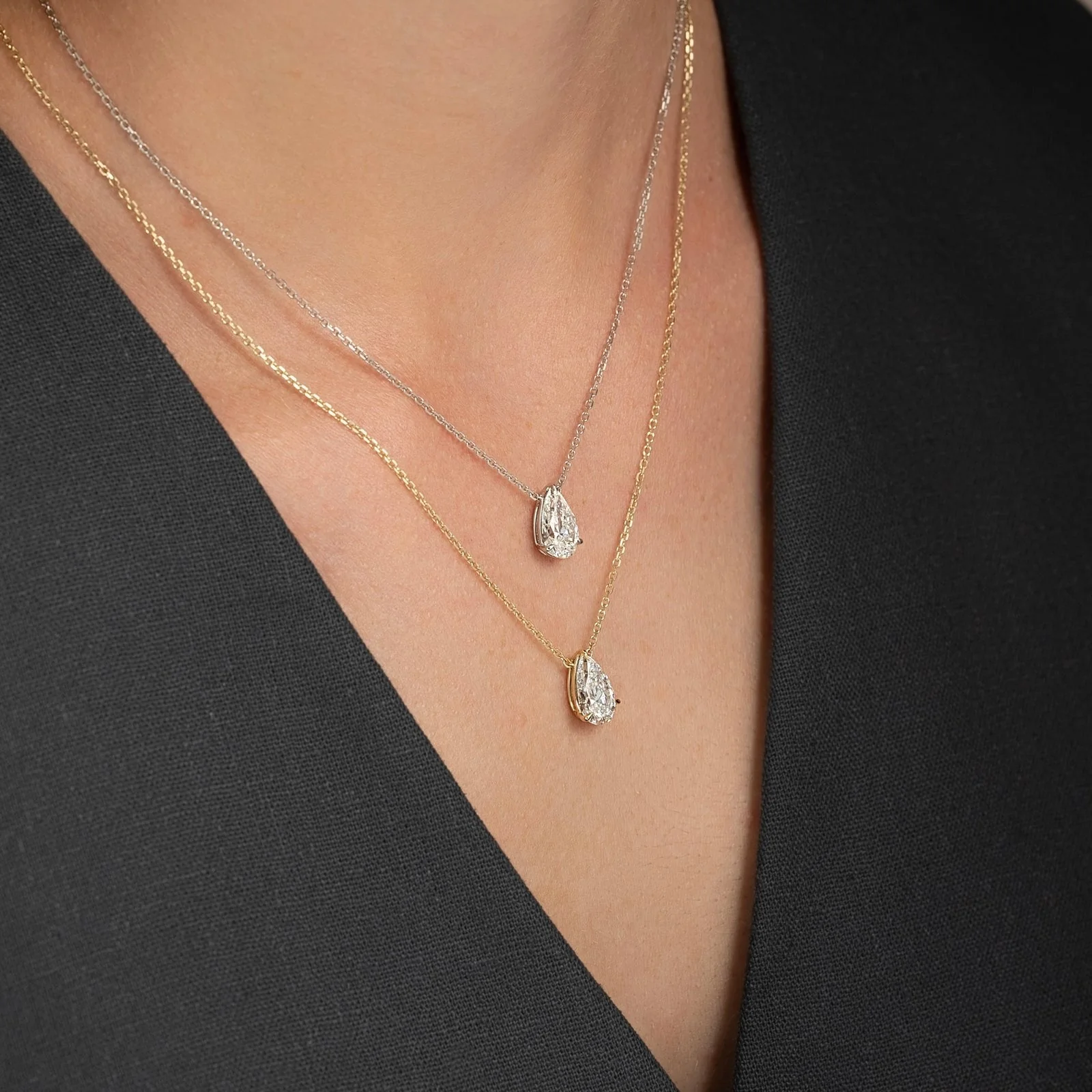 2 Carat Pear Cut Diamond Solitaire Pendant Necklace for Women - Image 4