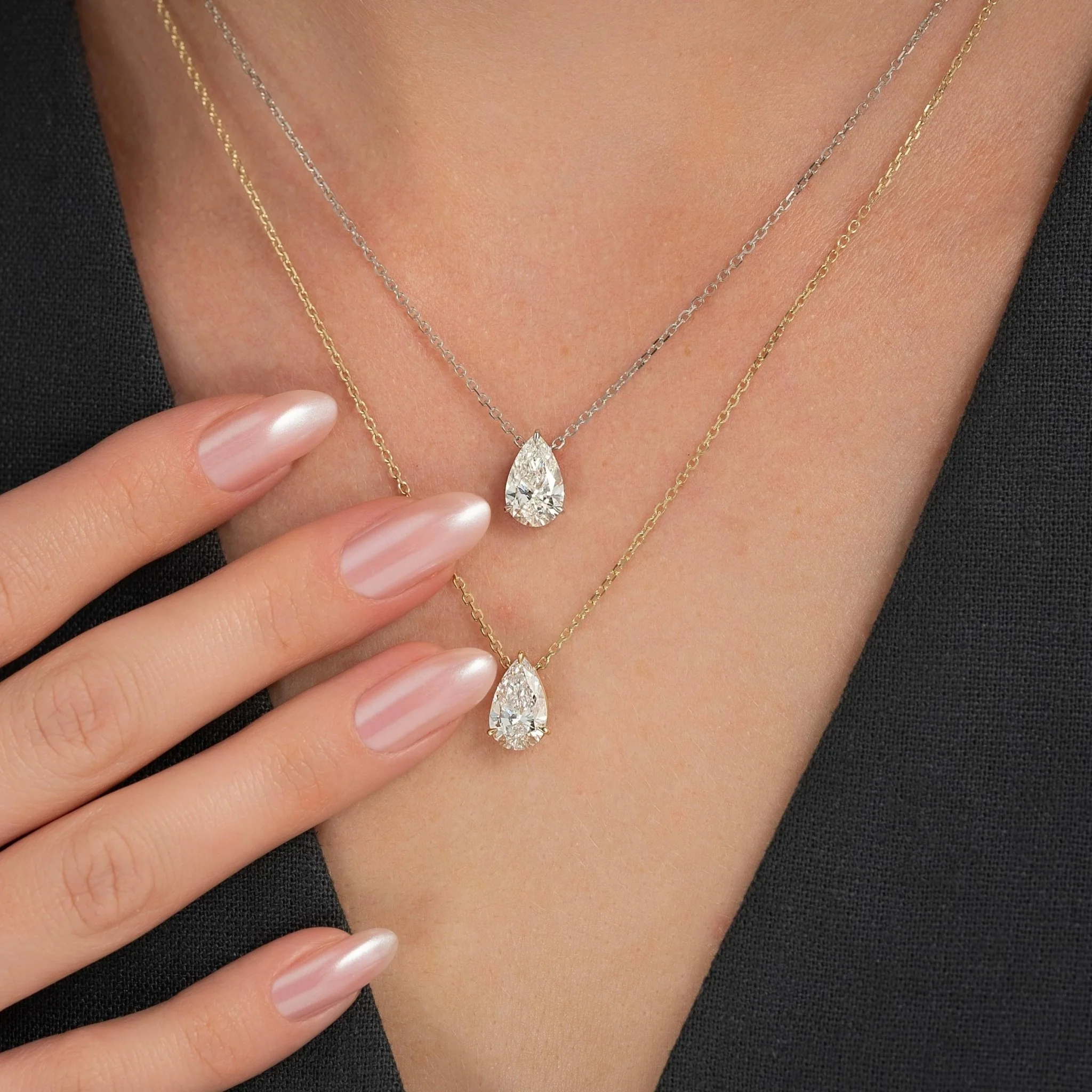 2 Carat Pear Cut Diamond Solitaire Pendant Necklace for Women - Image 5