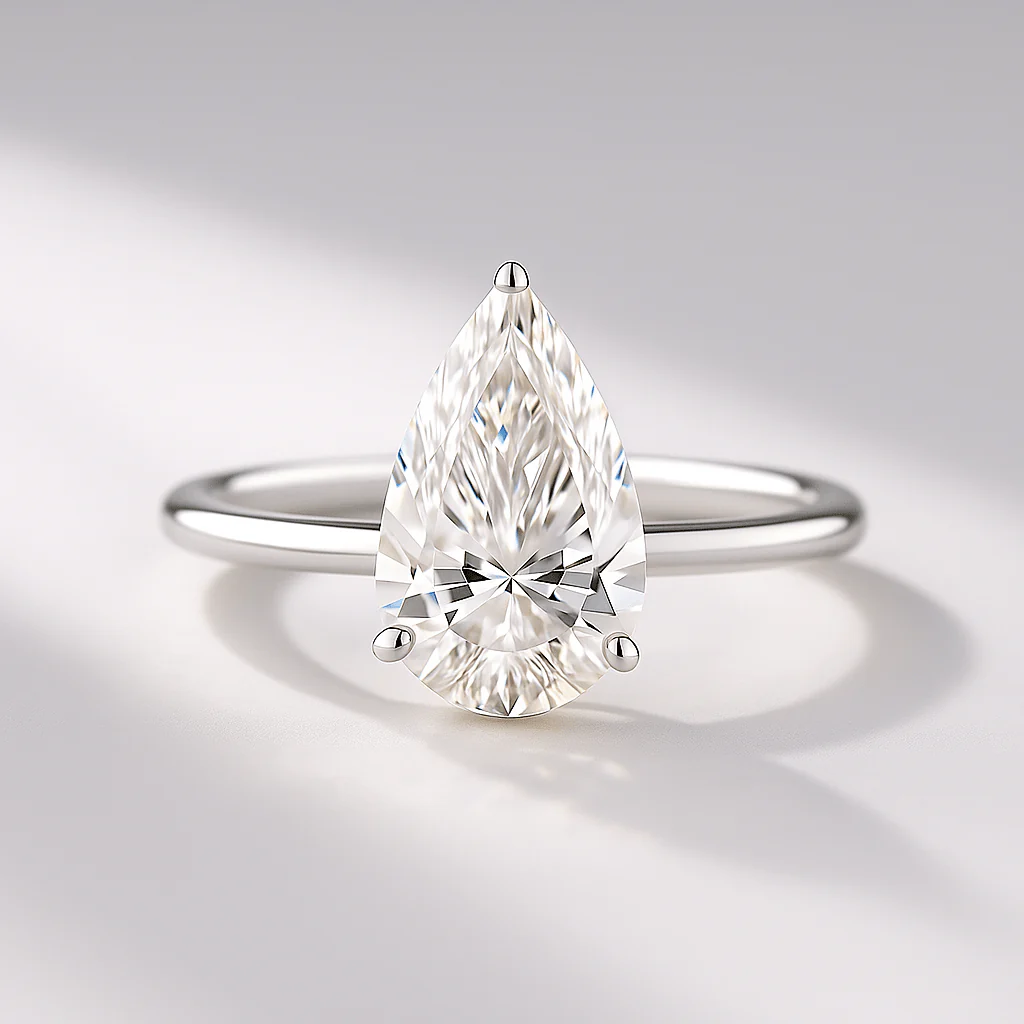 2 Carat Pear Cut Hidden Halo Engagement Ring - Image 14