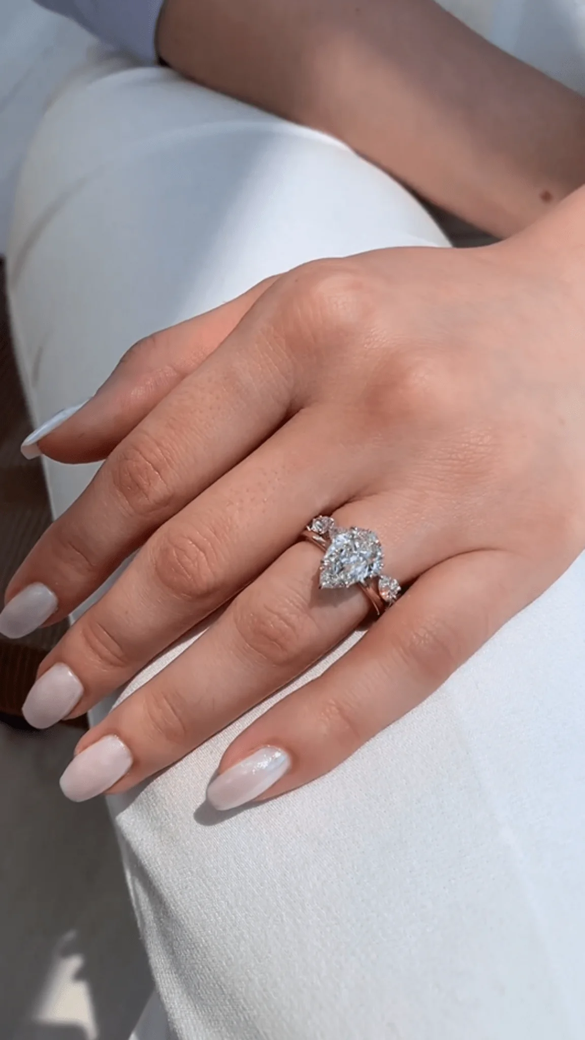 2 Carat Pear Cut Hidden Halo Engagement Ring - Image 3