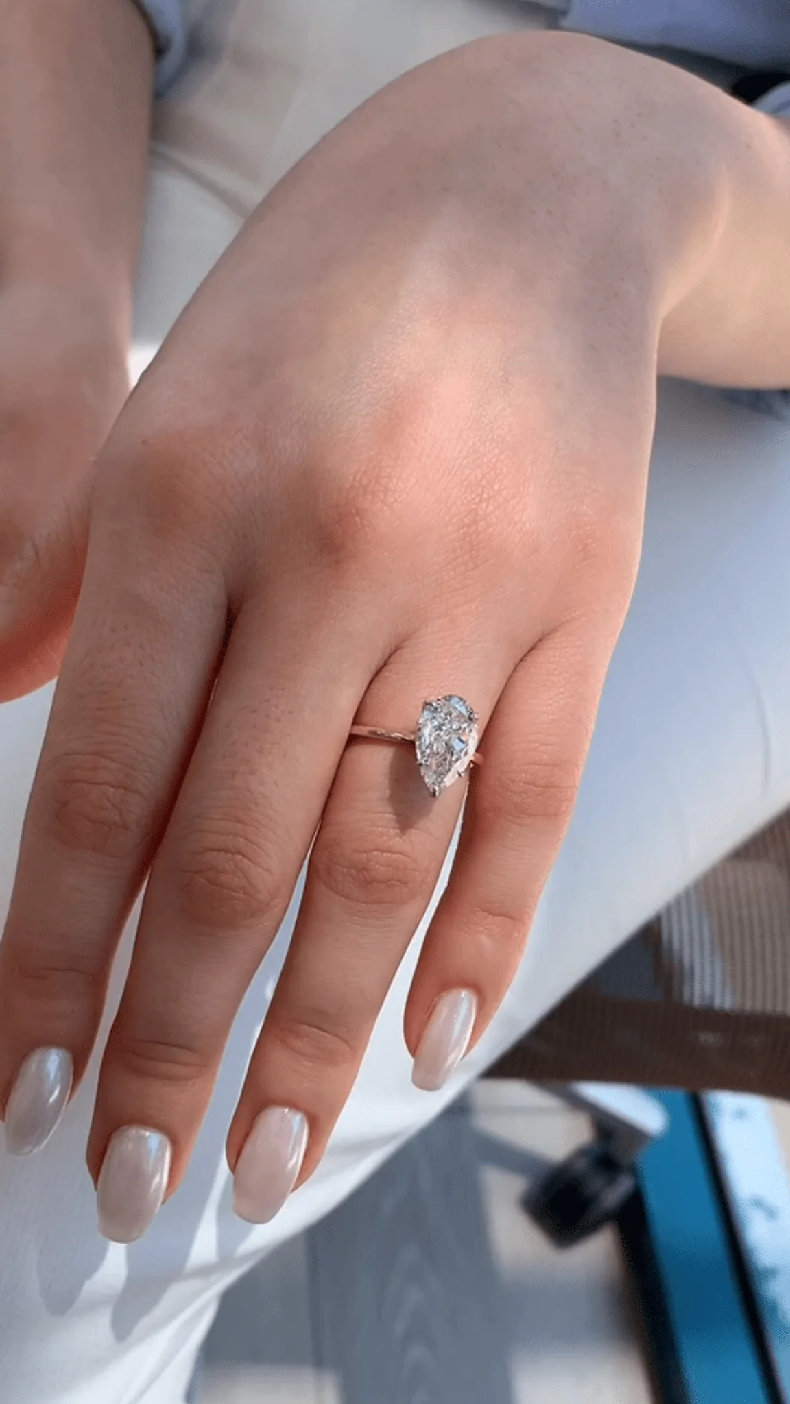 2 Carat Pear Cut Hidden Halo Engagement Ring - Image 4