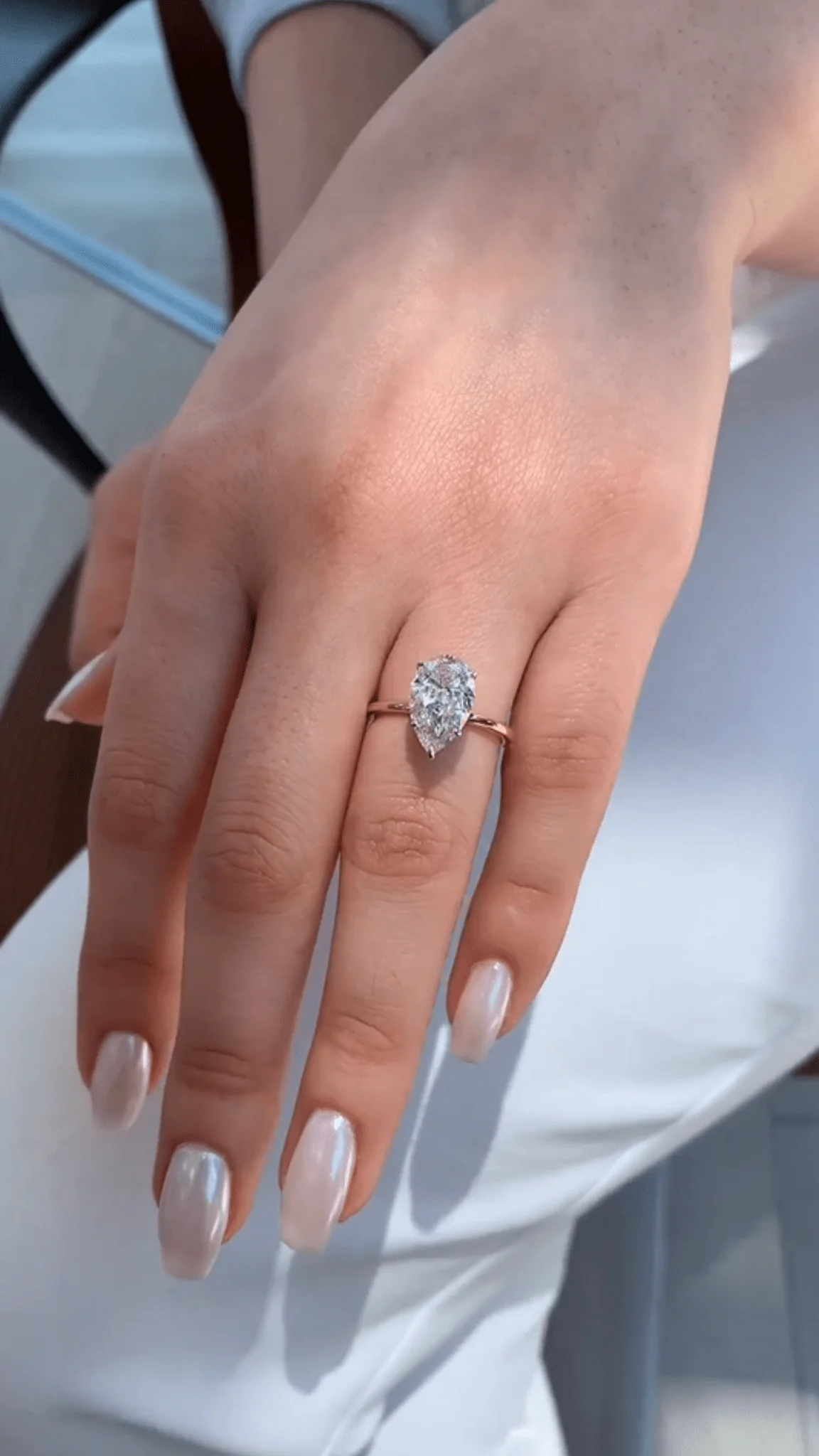 2 Carat Pear Cut Hidden Halo Engagement Ring - Image 5