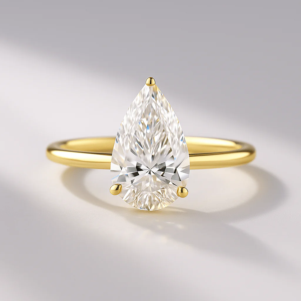 2 Carat Pear Cut Hidden Halo Engagement Ring - Image 7