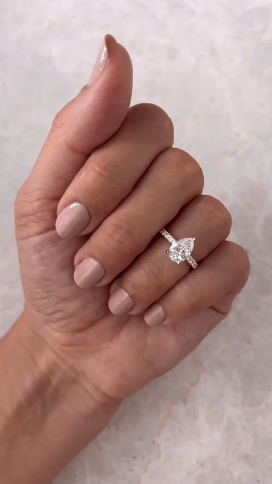 2 Carat Pear Cut Hidden Halo Pave Band Engagement Ring - Image 5