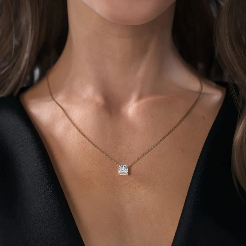 2.00 Carat Princess Cut Diamond Pendant Necklace for Women - Image 3
