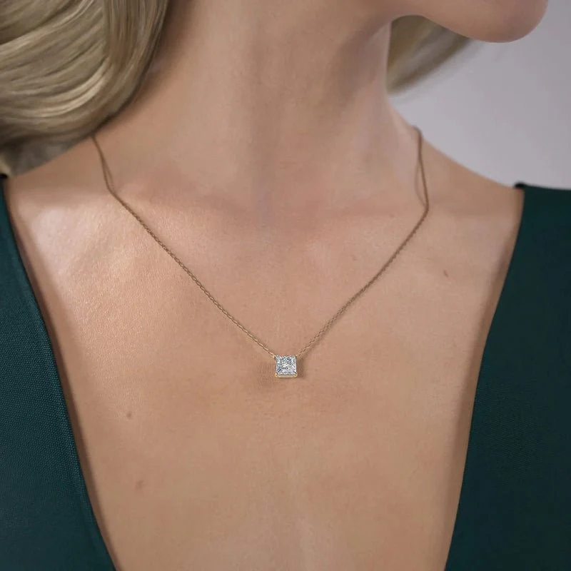 2.00 Carat Princess Cut Diamond Pendant Necklace for Women - Image 6