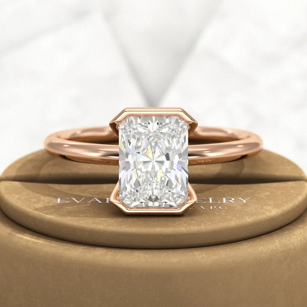 2 Carat Radiant Diamond Half Bezel Set Proposal Ring - Image 6
