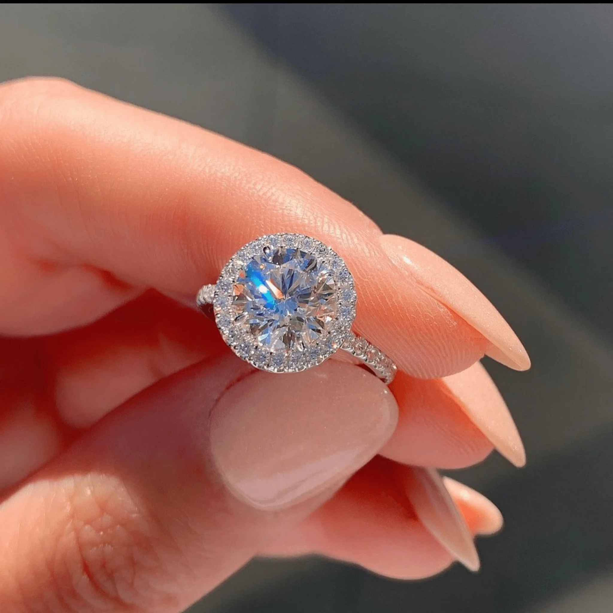 2 Carat Round Cut Halo Diamond Classic Engagement Ring - Image 5
