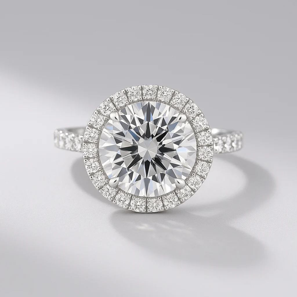 2 Carat Round Cut Halo Diamond Classic Engagement Ring - Image 8