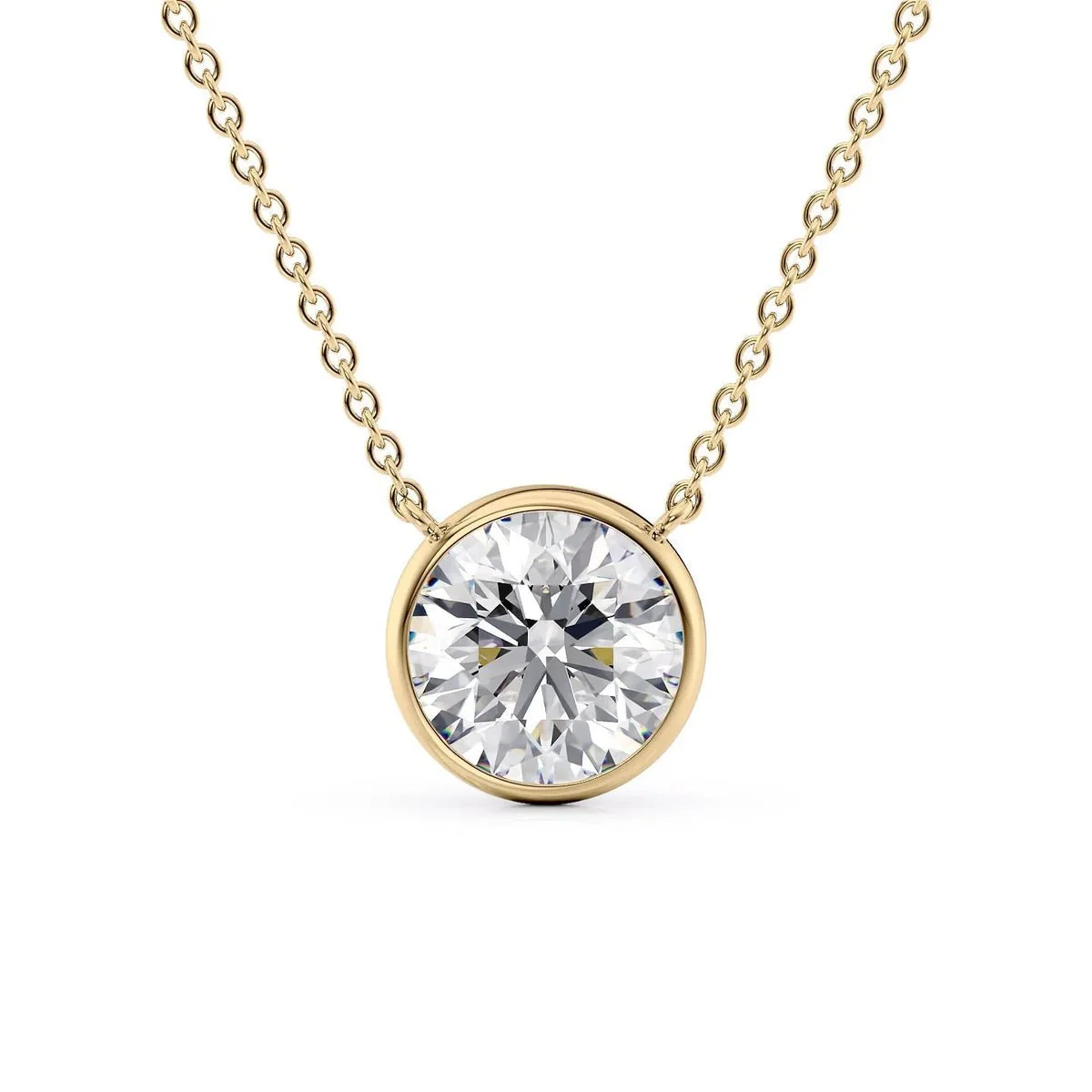 2 Carat Round Diamond Classic Bezel Pendant Necklace - Image 6