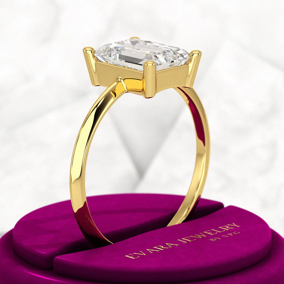 2 Carat Emerald Cut Diamond Knife Edge Solitaire Engagement Ring - Image 6