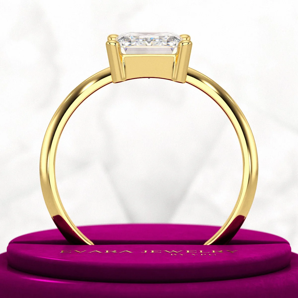 2 Carat Emerald Cut Diamond Knife Edge Solitaire Engagement Ring - Image 7