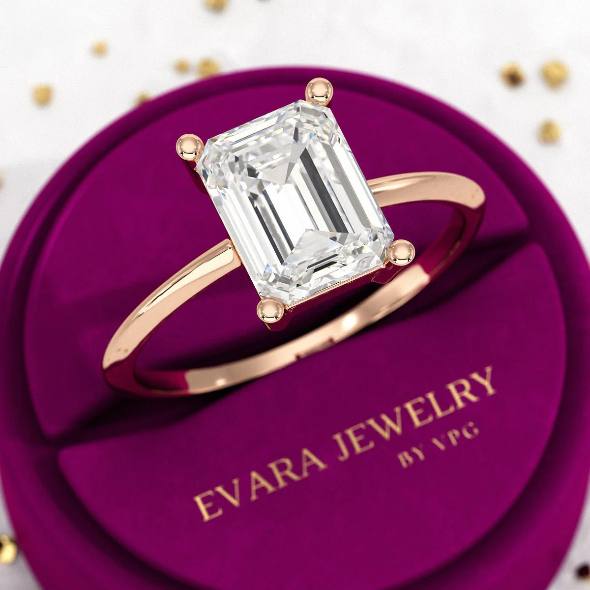 2 Carat Emerald Cut Diamond Knife Edge Solitaire Engagement Ring - Image 8