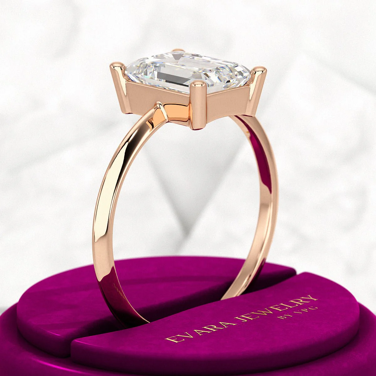 2 Carat Emerald Cut Diamond Knife Edge Solitaire Engagement Ring - Image 9