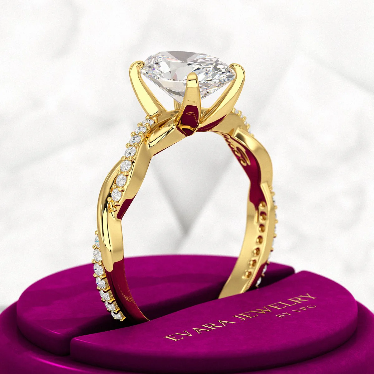2ct Oval Diamond Minimalist Nature Inspired Ring - Image 4