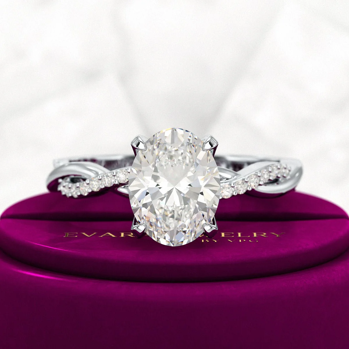 2ct Oval Diamond Minimalist Nature Inspired Ring - Image 6