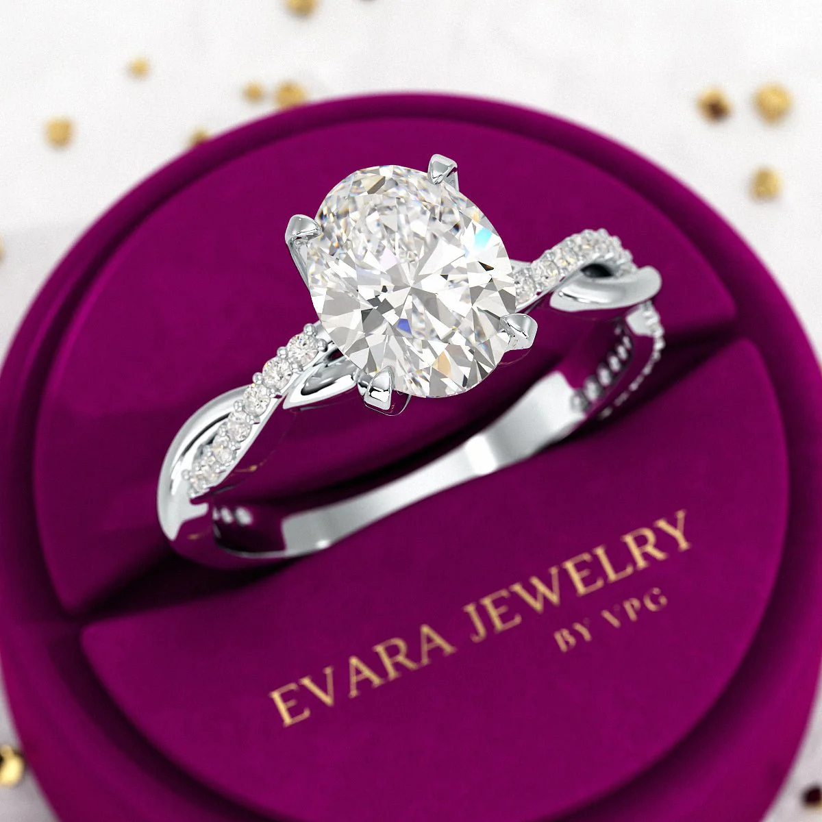 2ct Oval Diamond Minimalist Nature Inspired Ring - Image 7