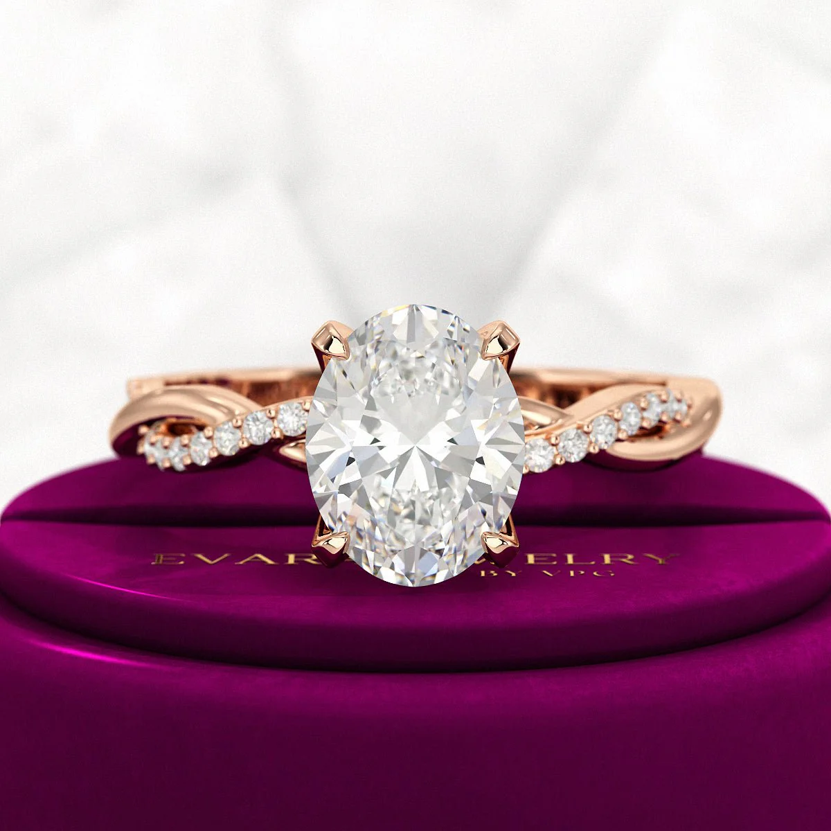 2ct Oval Diamond Minimalist Nature Inspired Ring - Image 8