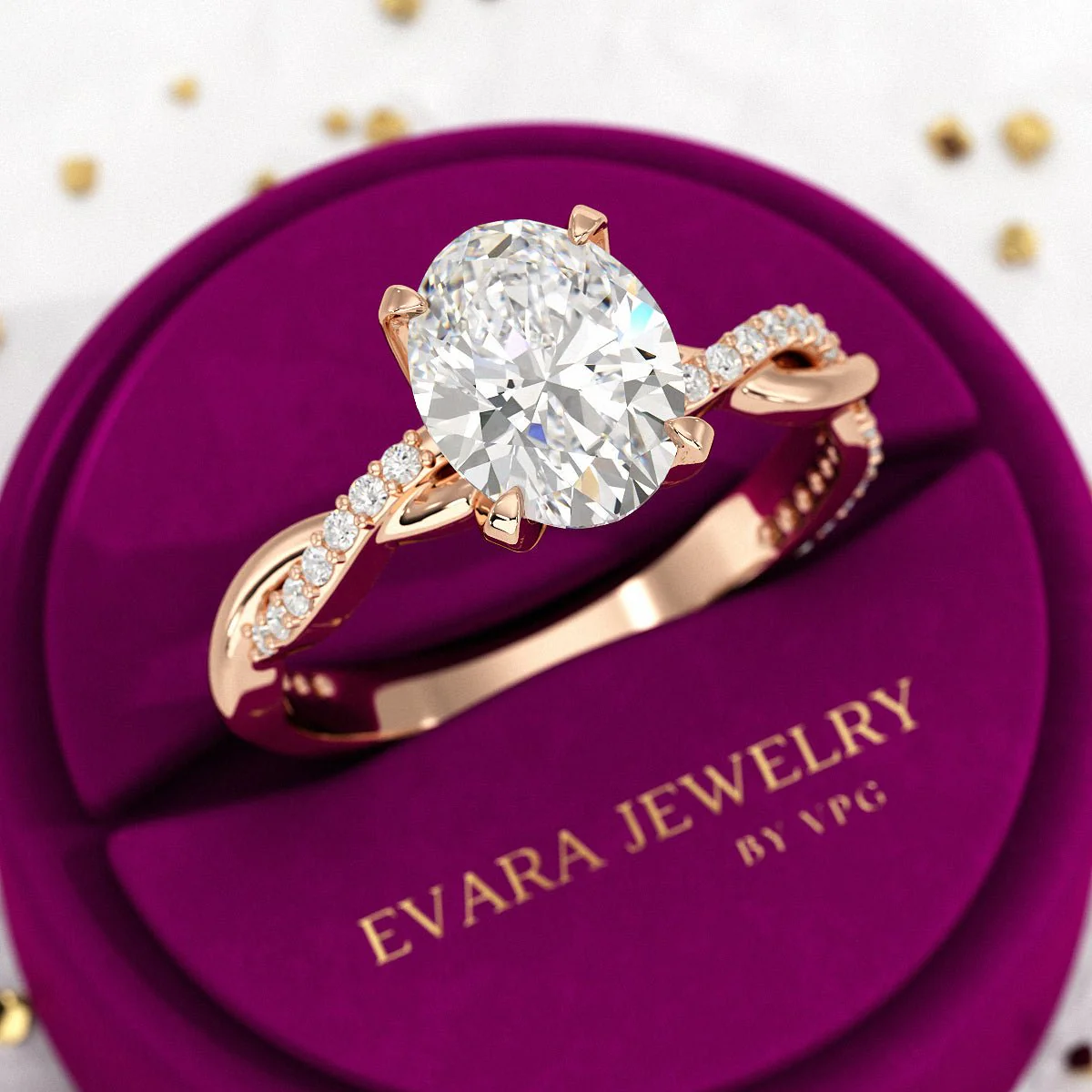 2ct Oval Diamond Minimalist Nature Inspired Ring - Image 9