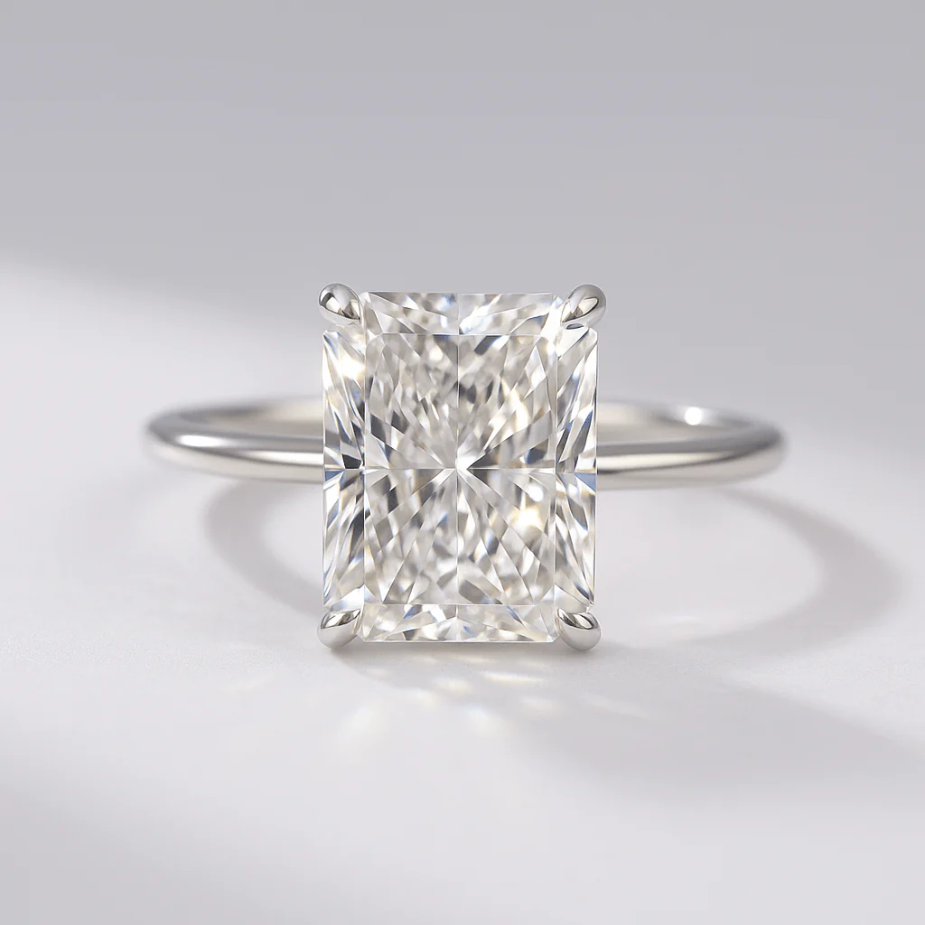 3.00 Carat Radiant Cut Diamond Engagement Ring with Hidden Halo - Image 7