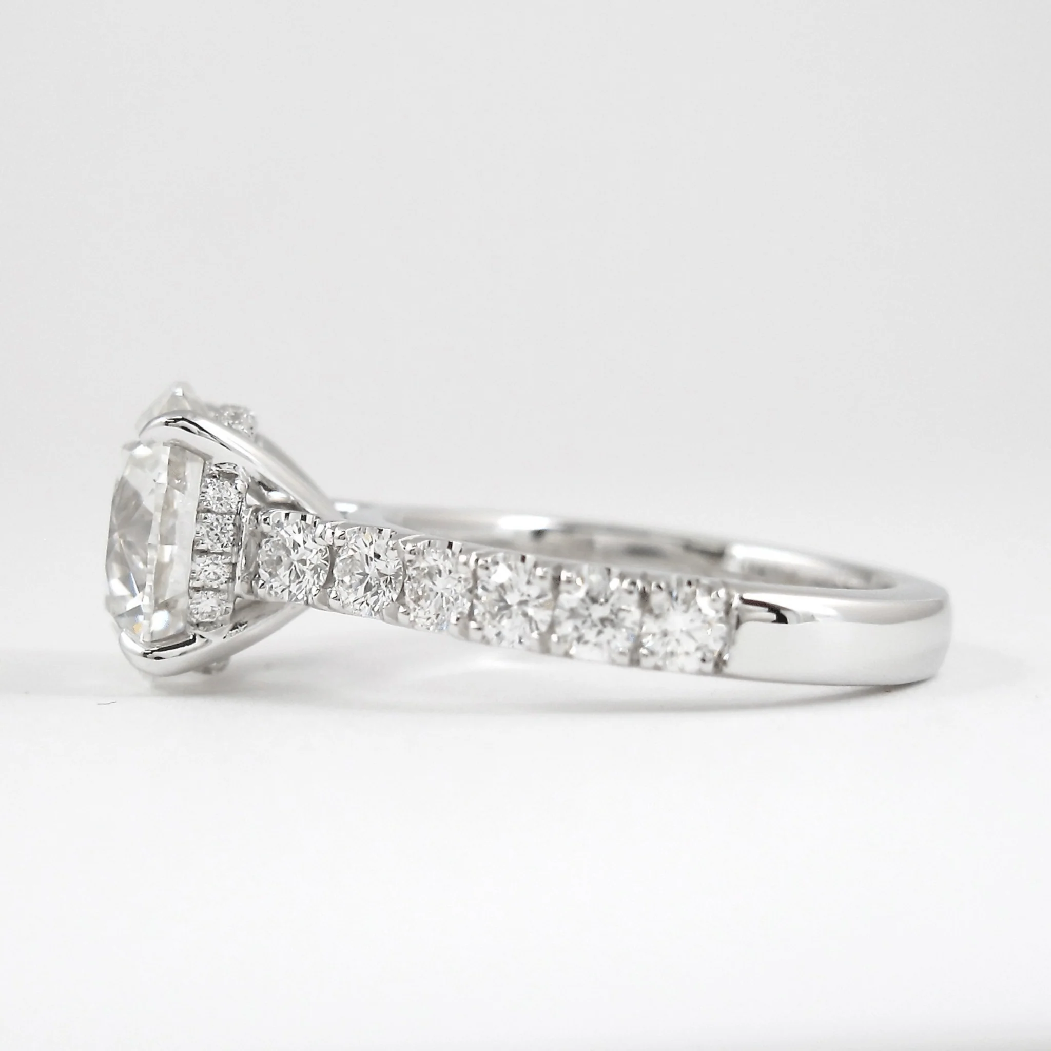 3.00 Carat Round Cut Minimalist Pave Engagement Ring with Hidden Halo - Image 11