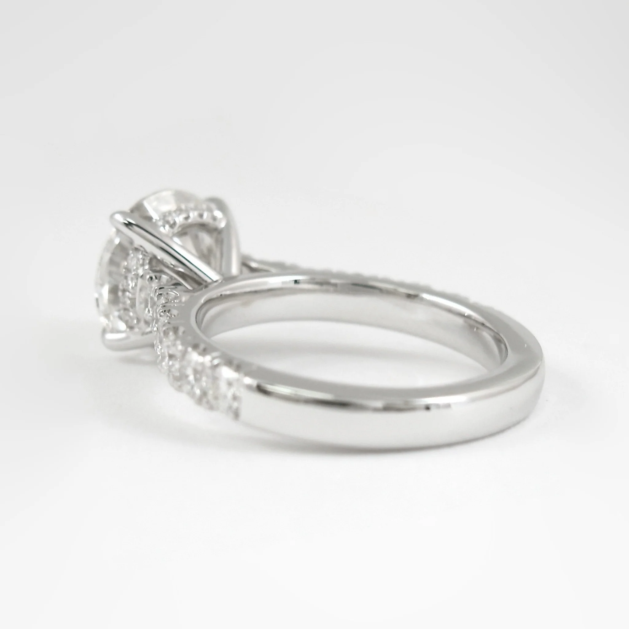 3.00 Carat Round Cut Minimalist Pave Engagement Ring with Hidden Halo - Image 12