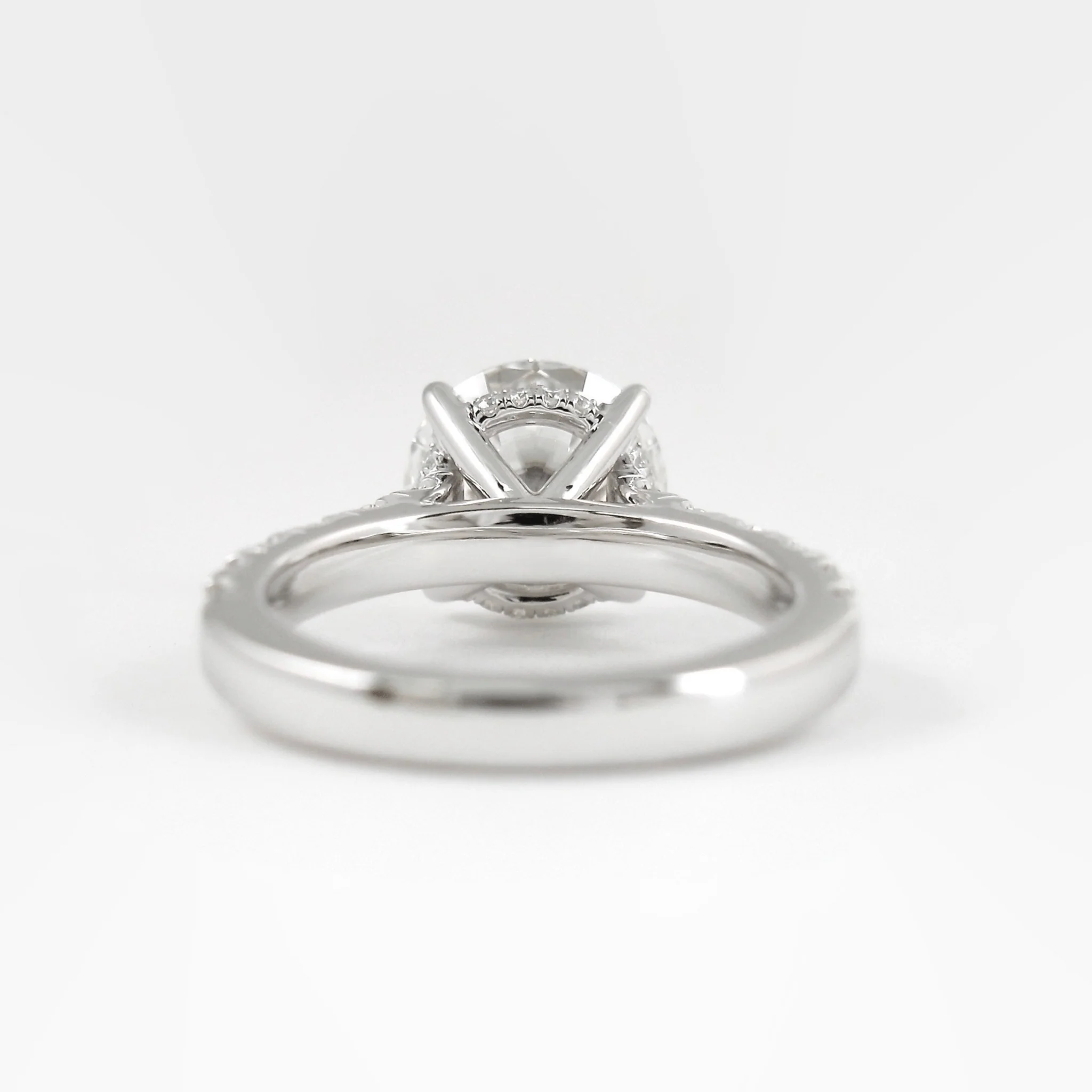 3.00 Carat Round Cut Minimalist Pave Engagement Ring with Hidden Halo - Image 13