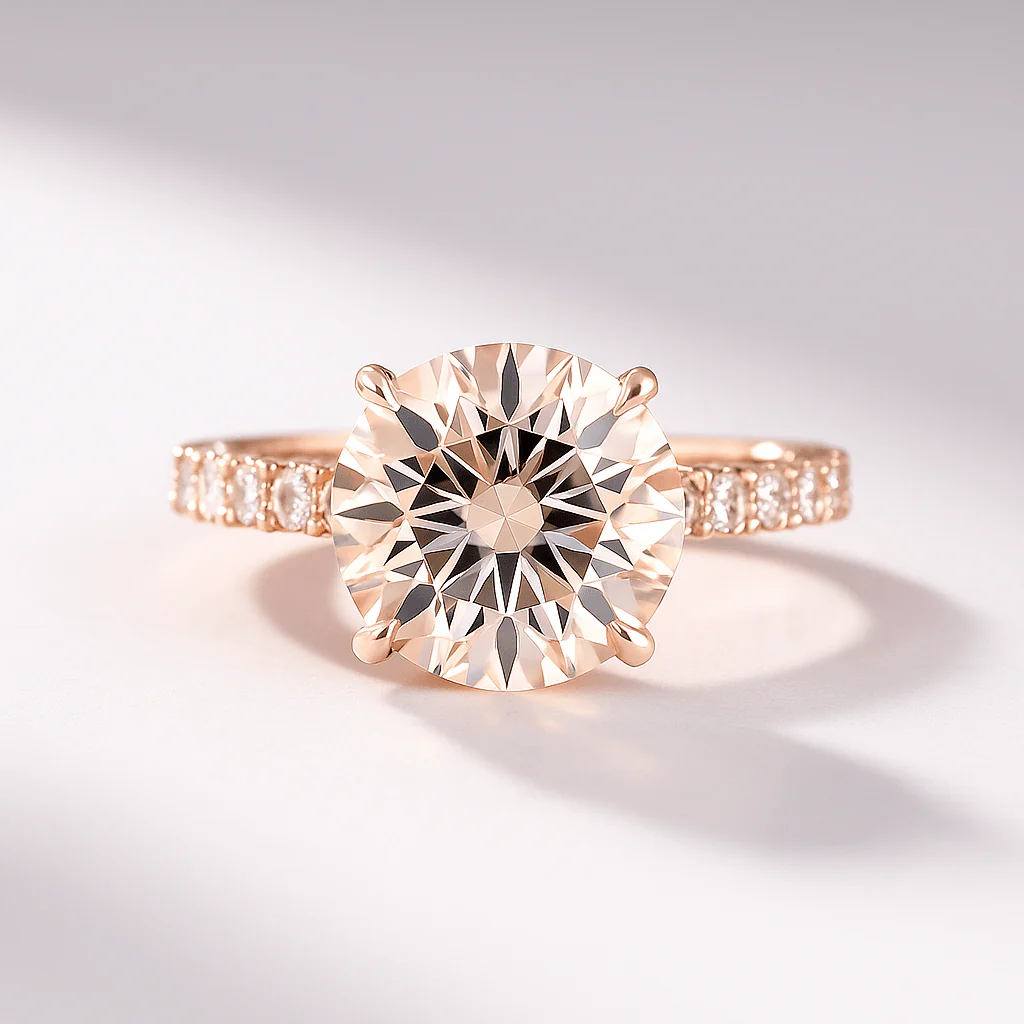 3.00 Carat Round Cut Minimalist Pave Engagement Ring with Hidden Halo - Image 14
