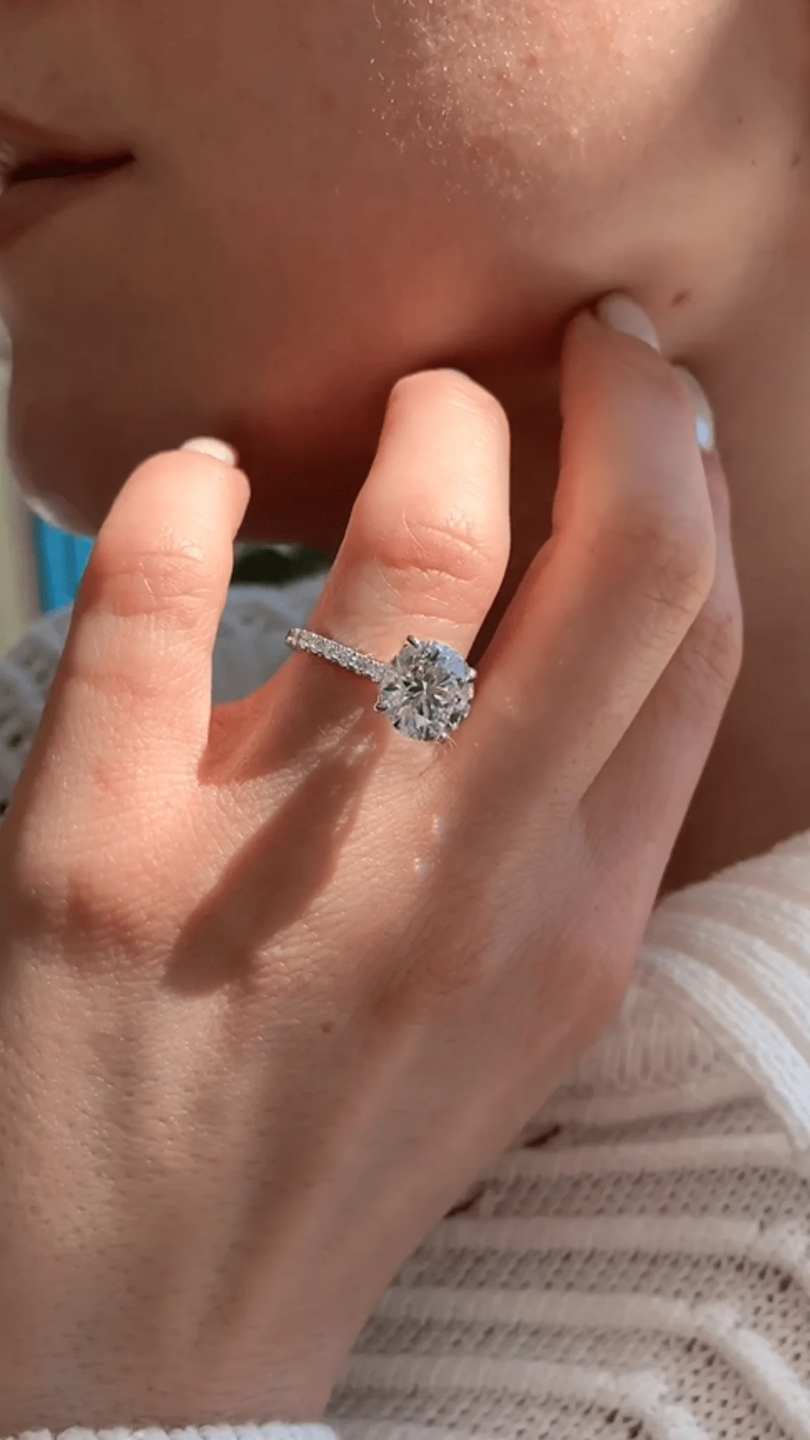 3.00 Carat Round Cut Minimalist Pave Engagement Ring with Hidden Halo - Image 6