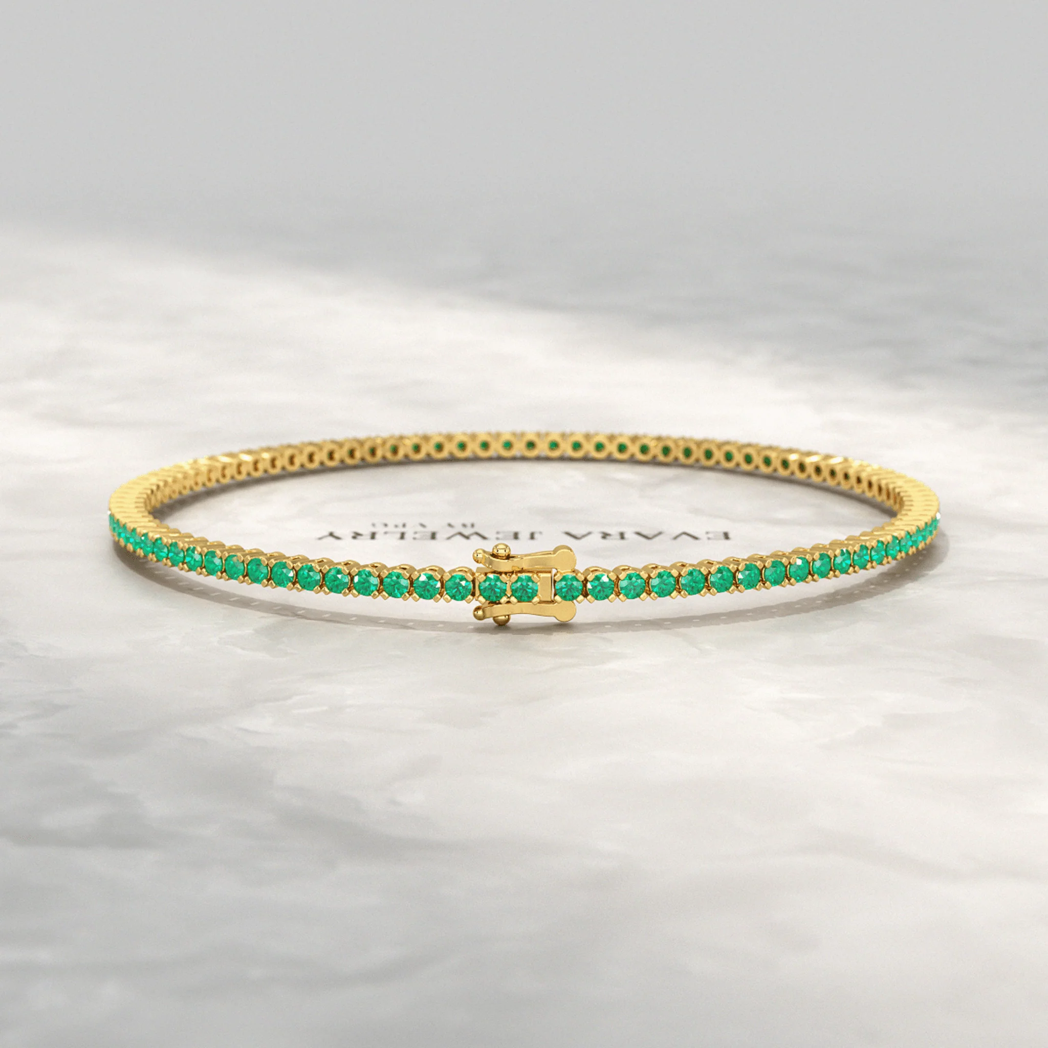3.02 Carats Natural Emerald Tennis Bracelet in 14K/18K Yellow Gold - Image 15