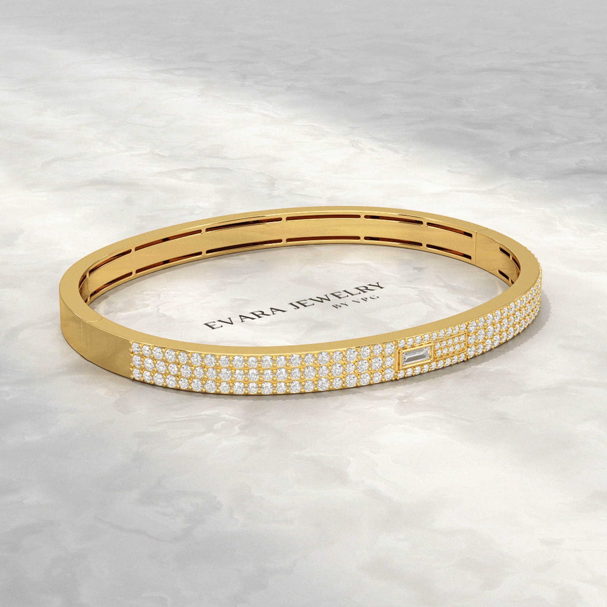 3.12 Carat Diamond Cuff Bracelet in 10K, 14K, 18K Solid Gold - Image 4