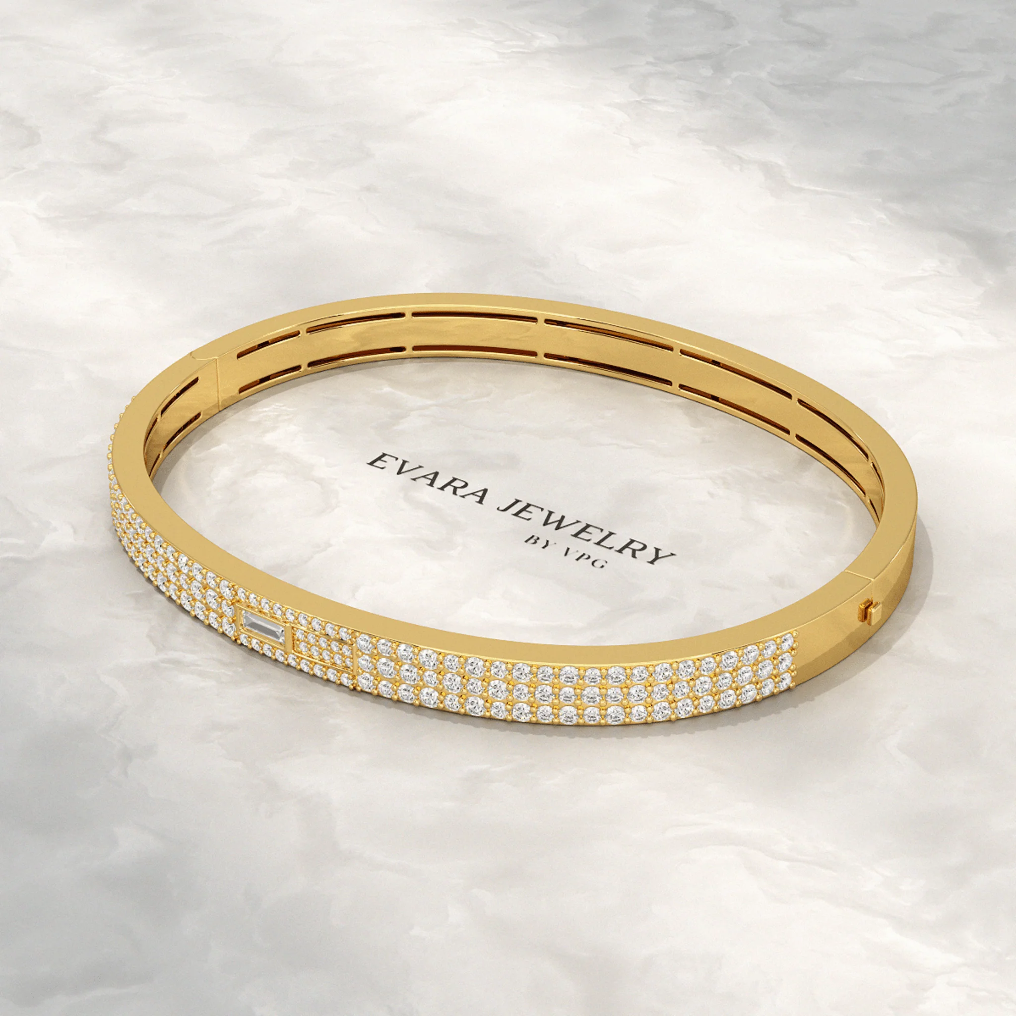 3.12 Carat Diamond Cuff Bracelet in 10K, 14K, 18K Solid Gold - Image 5