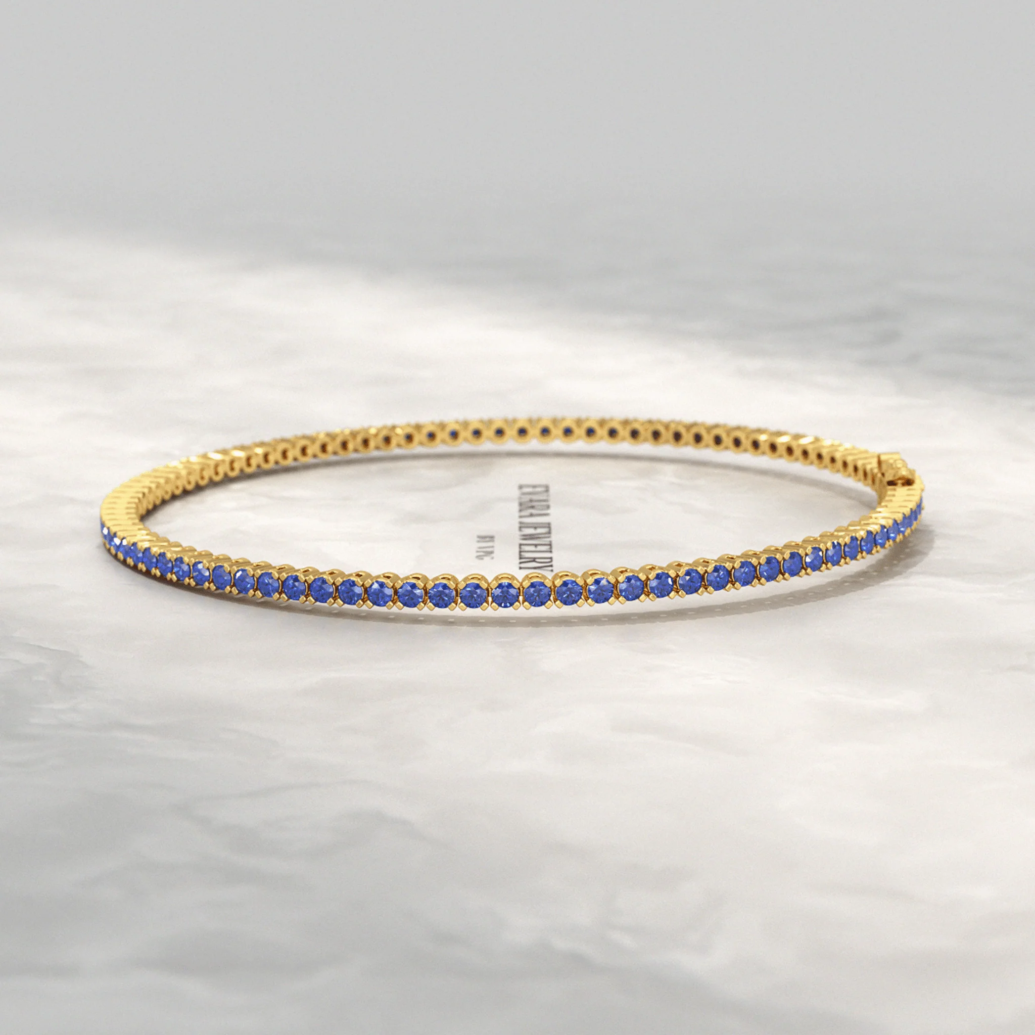 3.14 Carats Natural Blue Sapphire Tennis Bracelet in 14K/18K Solid Gold - Image 11