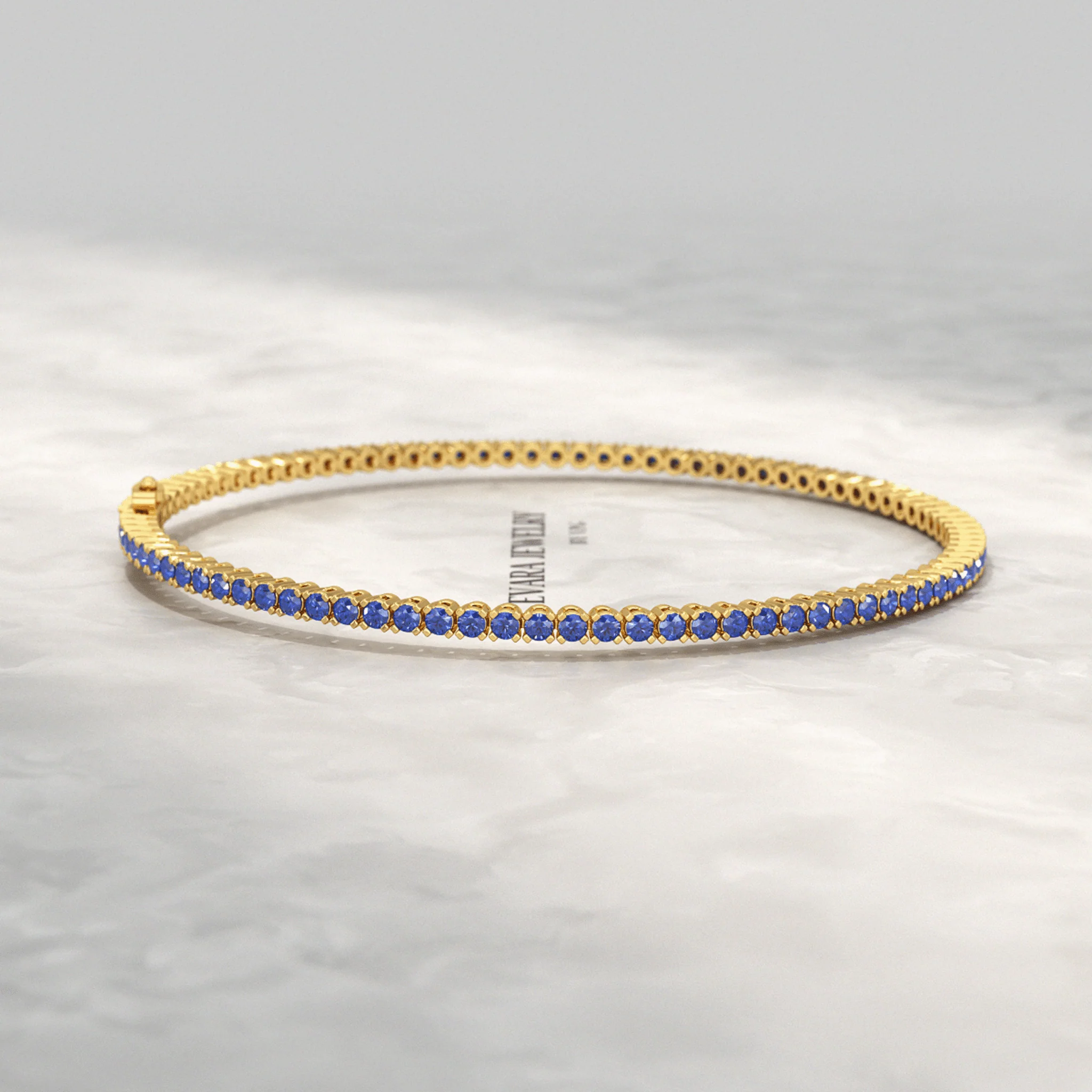 3.14 Carats Natural Blue Sapphire Tennis Bracelet in 14K/18K Solid Gold - Image 12