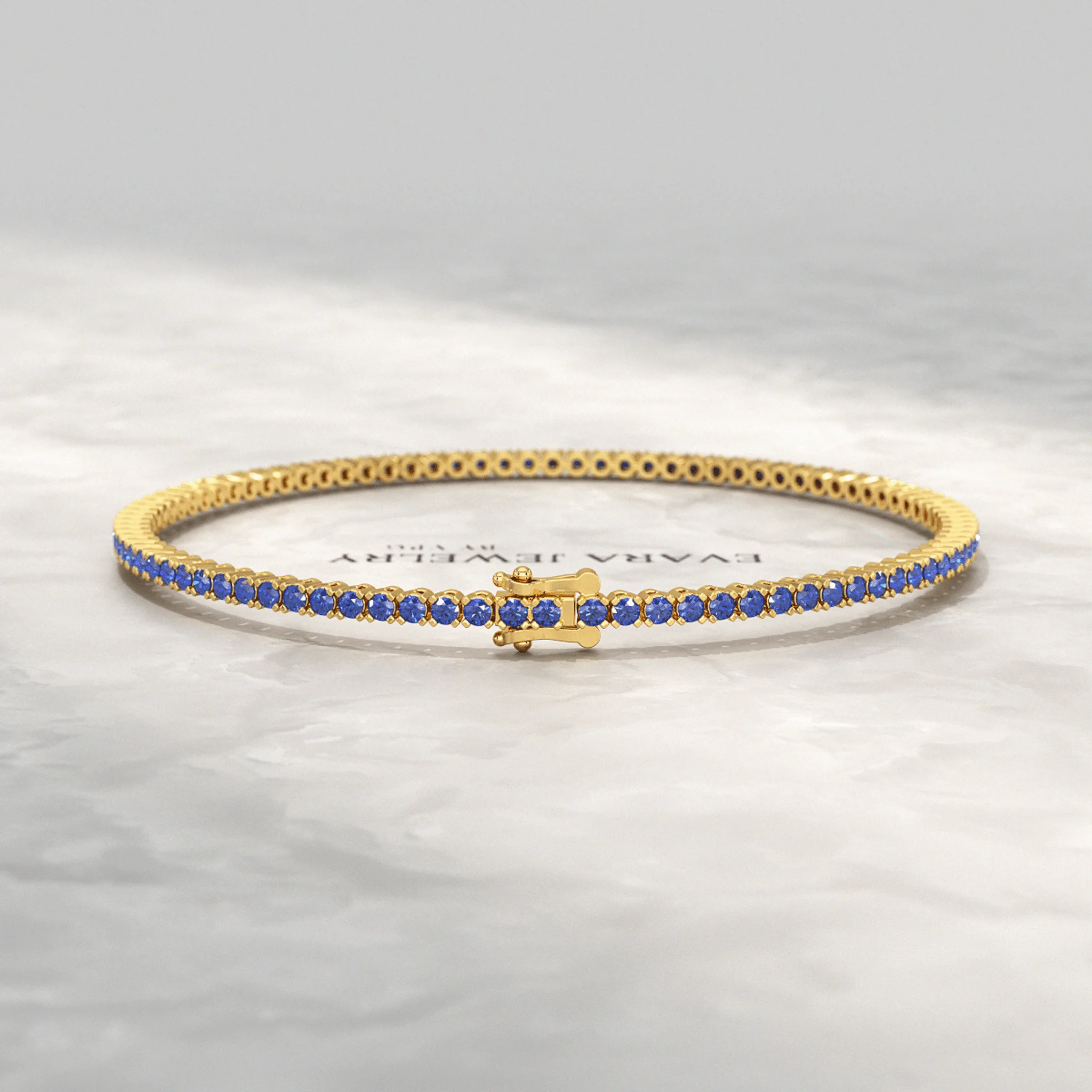 3.14 Carats Natural Blue Sapphire Tennis Bracelet in 14K/18K Solid Gold - Image 13