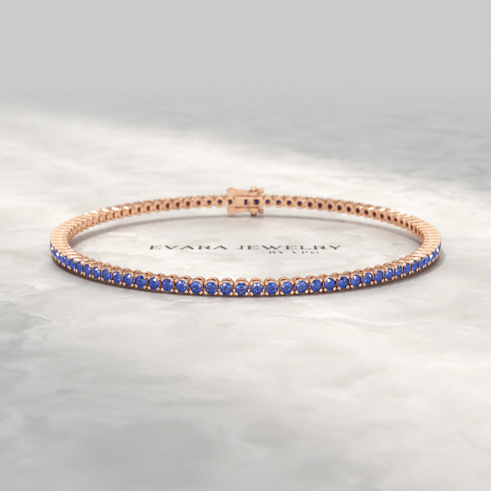 3.14 Carats Natural Blue Sapphire Tennis Bracelet in 14K/18K Solid Gold - Image 16