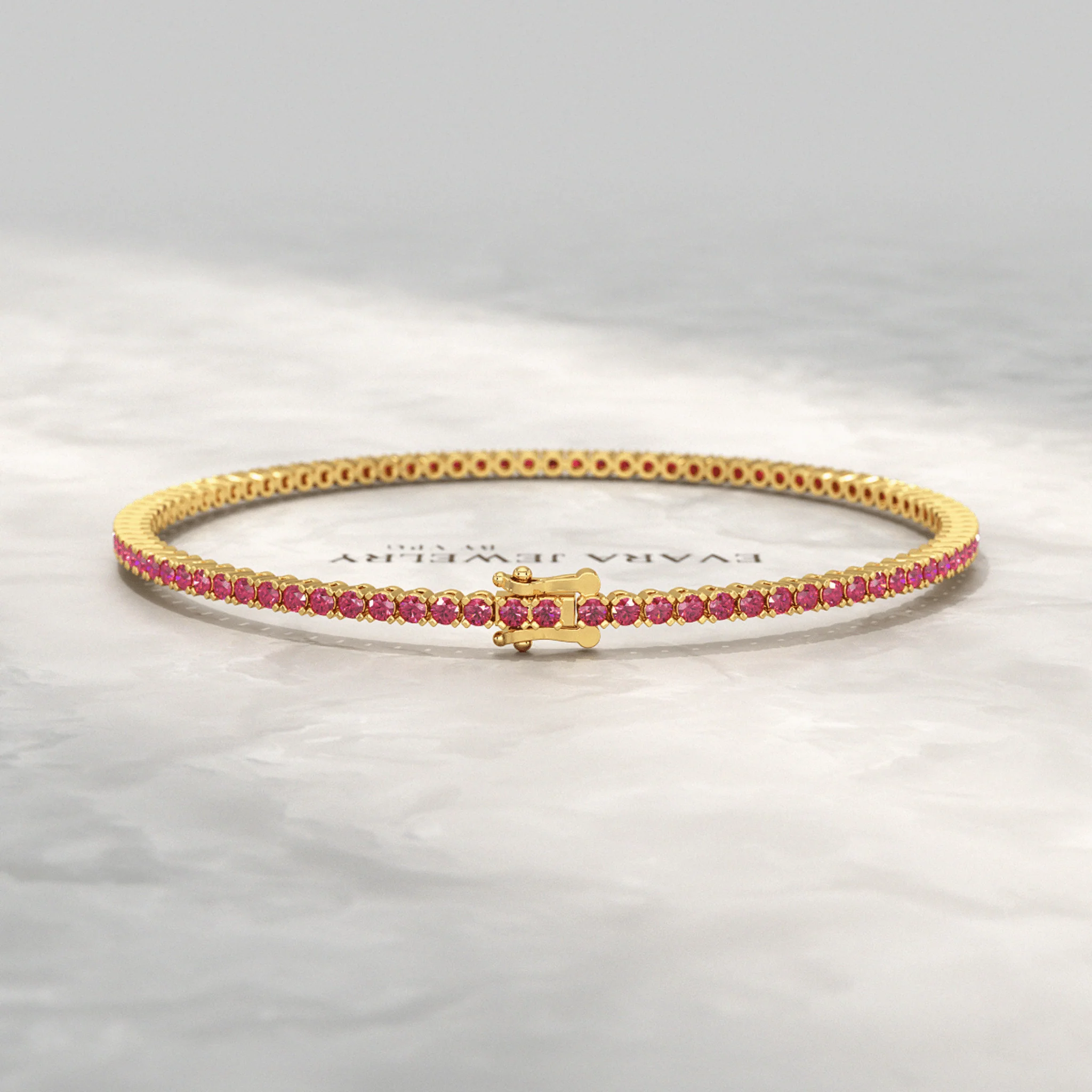 3.16 Carats Natural Ruby Tennis Bracelet in 14K/18K White Gold - Image 11