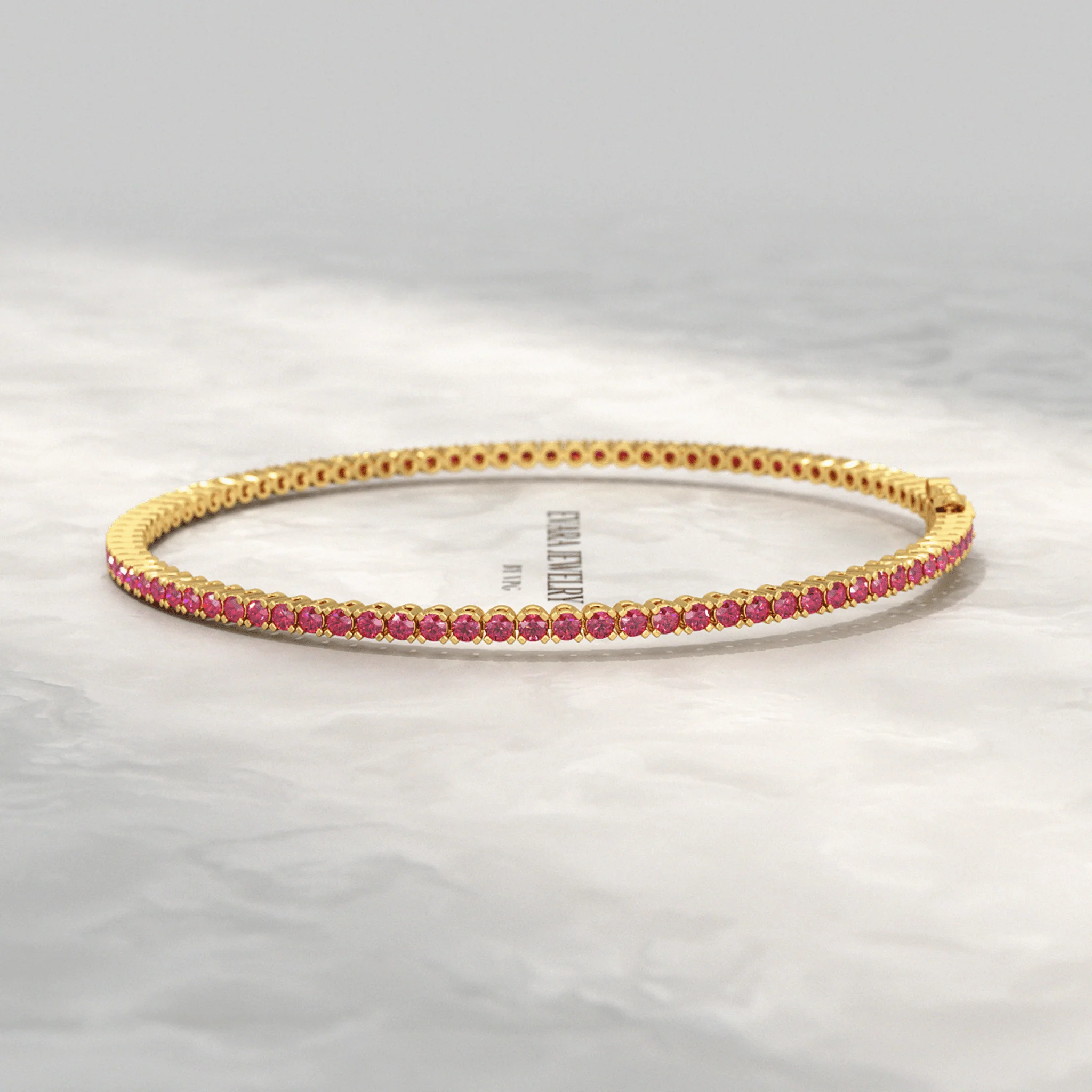 3.16 Carats Natural Ruby Tennis Bracelet in 14K/18K White Gold - Image 12