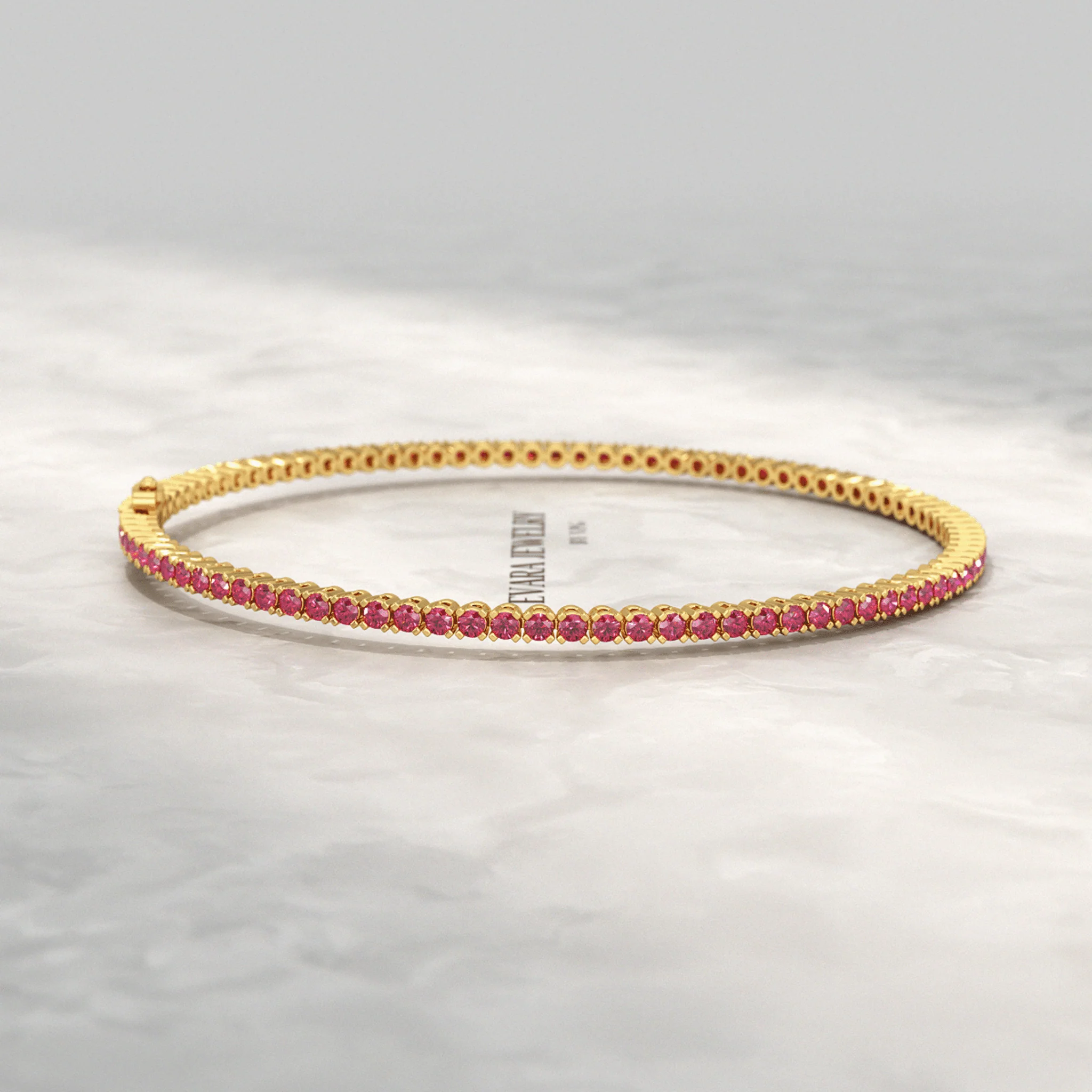 3.16 Carats Natural Ruby Tennis Bracelet in 14K/18K White Gold - Image 13