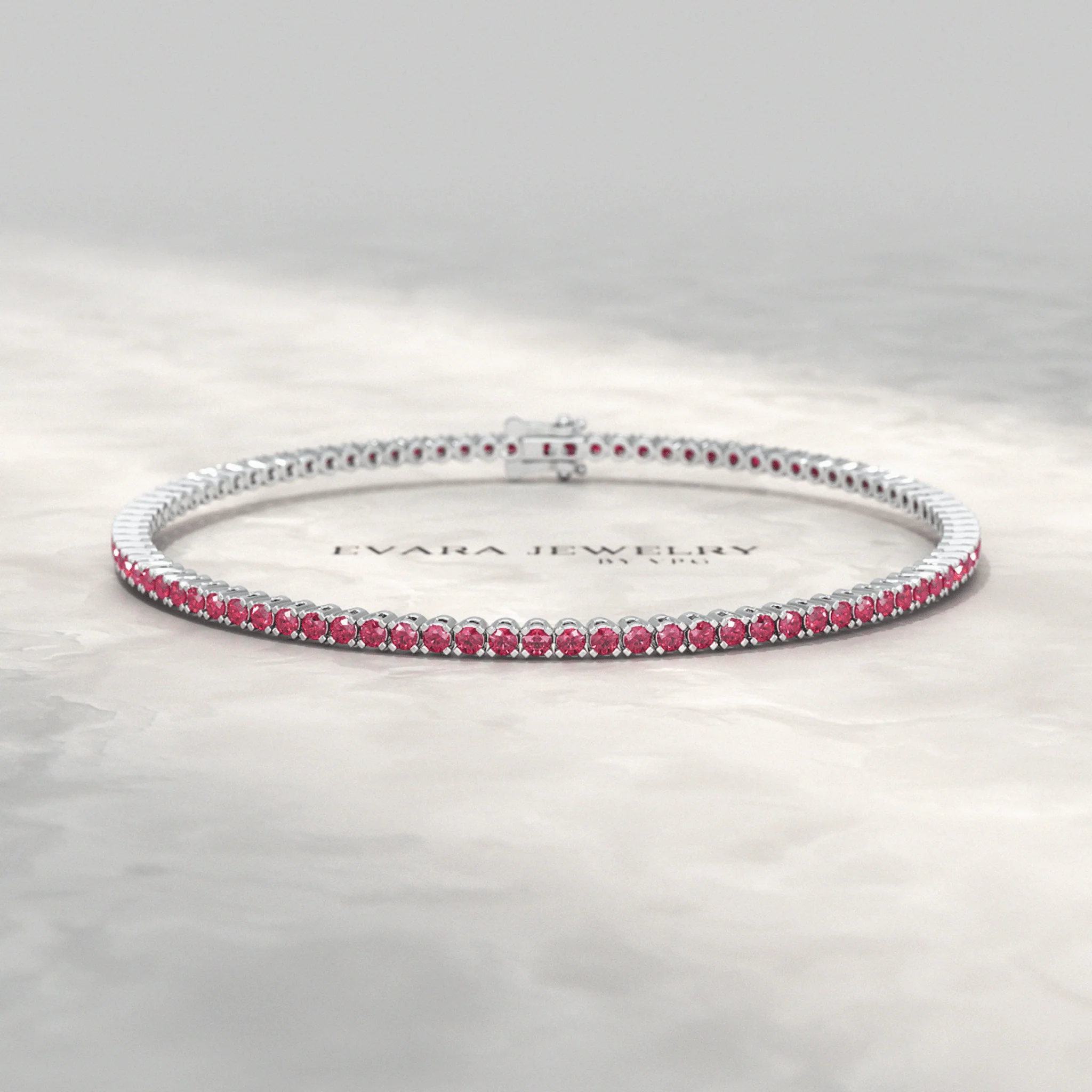 3.16 Carats Natural Ruby Tennis Bracelet in 14K/18K White Gold - Image 15