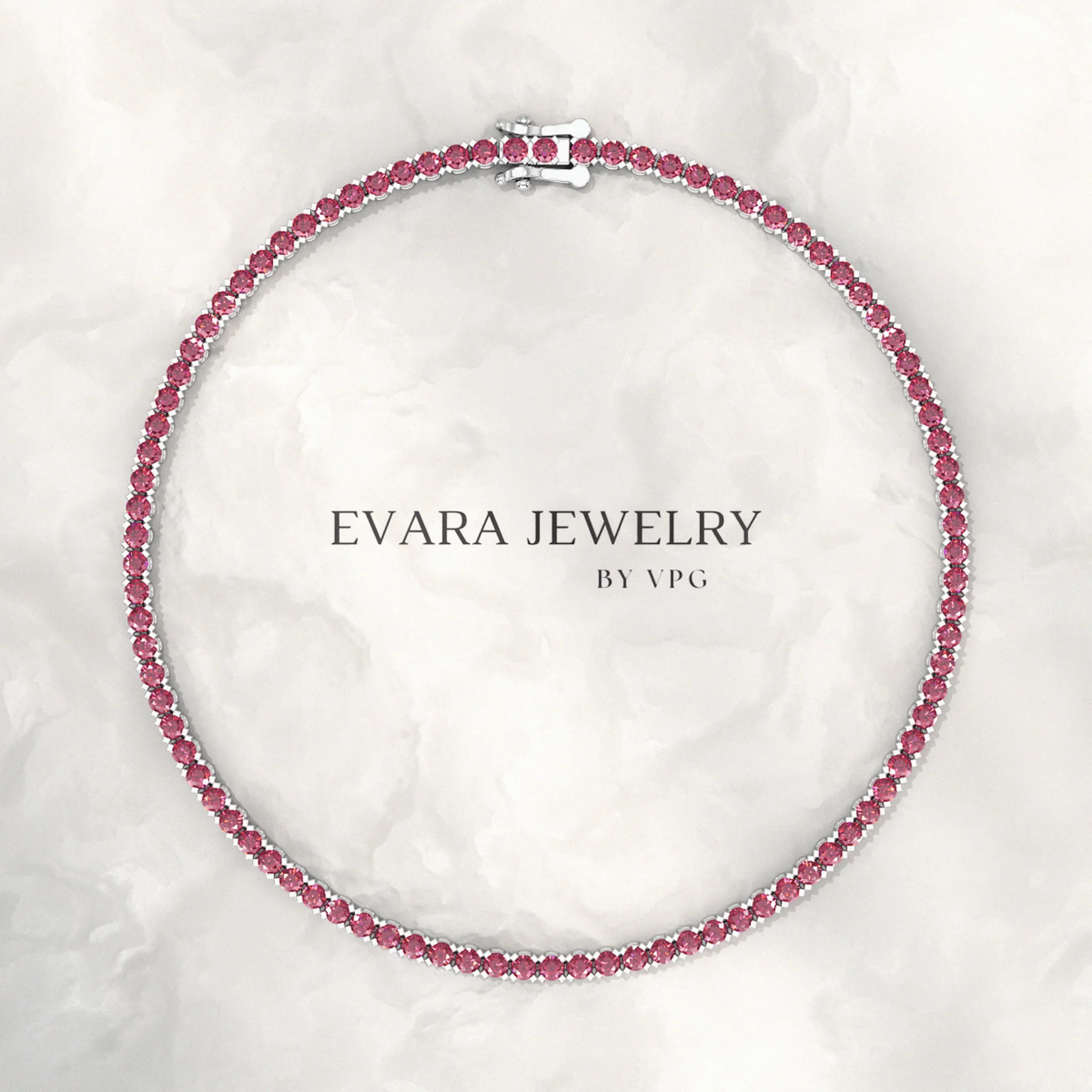 3.16 Carats Natural Ruby Tennis Bracelet in 14K/18K White Gold - Image 16