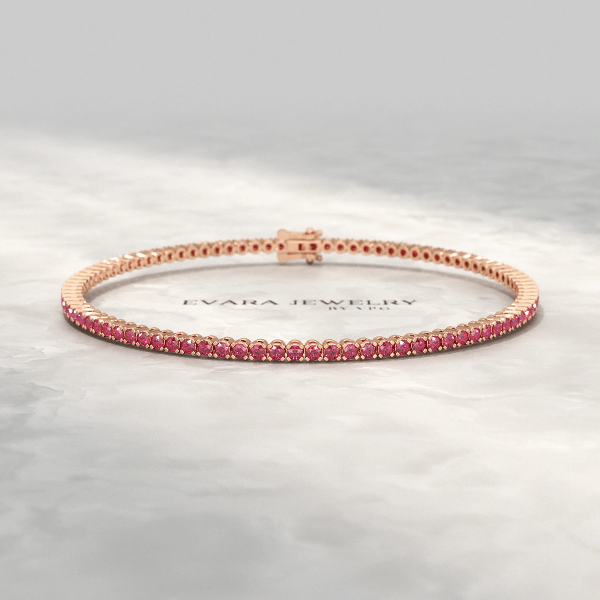 3.16 Carats Natural Ruby Tennis Bracelet in 14K/18K White Gold - Image 17