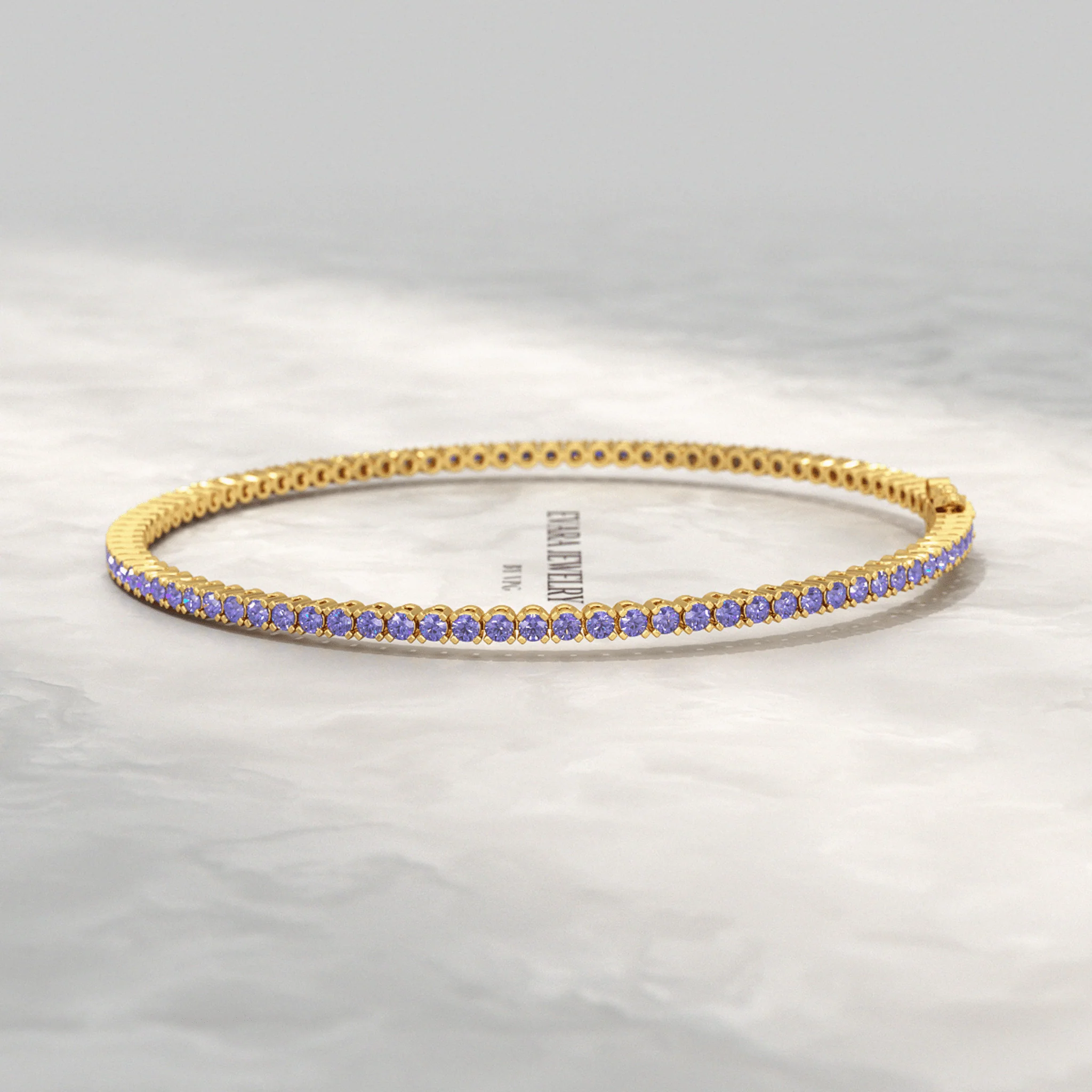 3.17 Carat Tanzanite Tennis Bracelet in 14K/18K Yellow Gold - Image 4