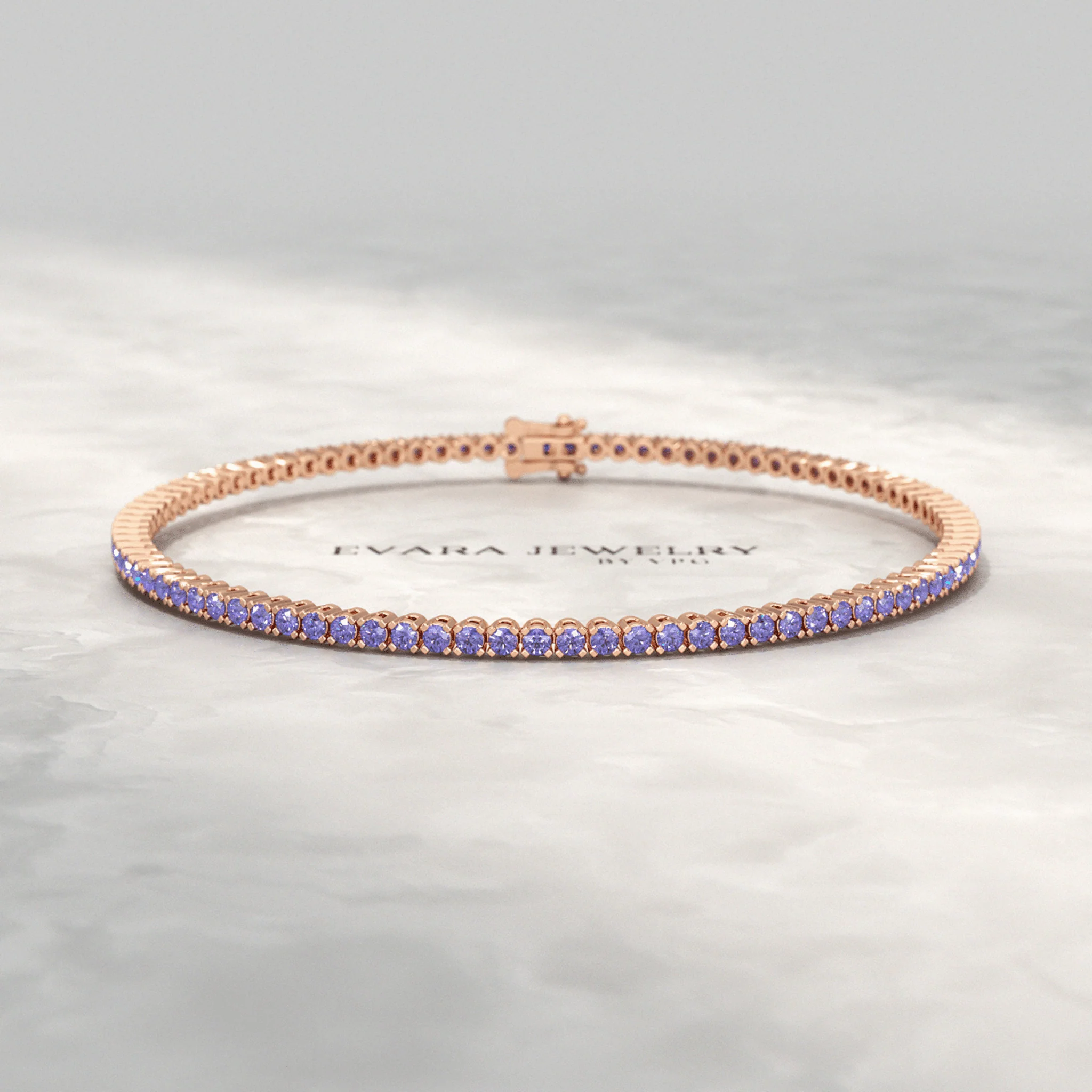 3.17 Carat Tanzanite Tennis Bracelet in 14K/18K Yellow Gold - Image 6