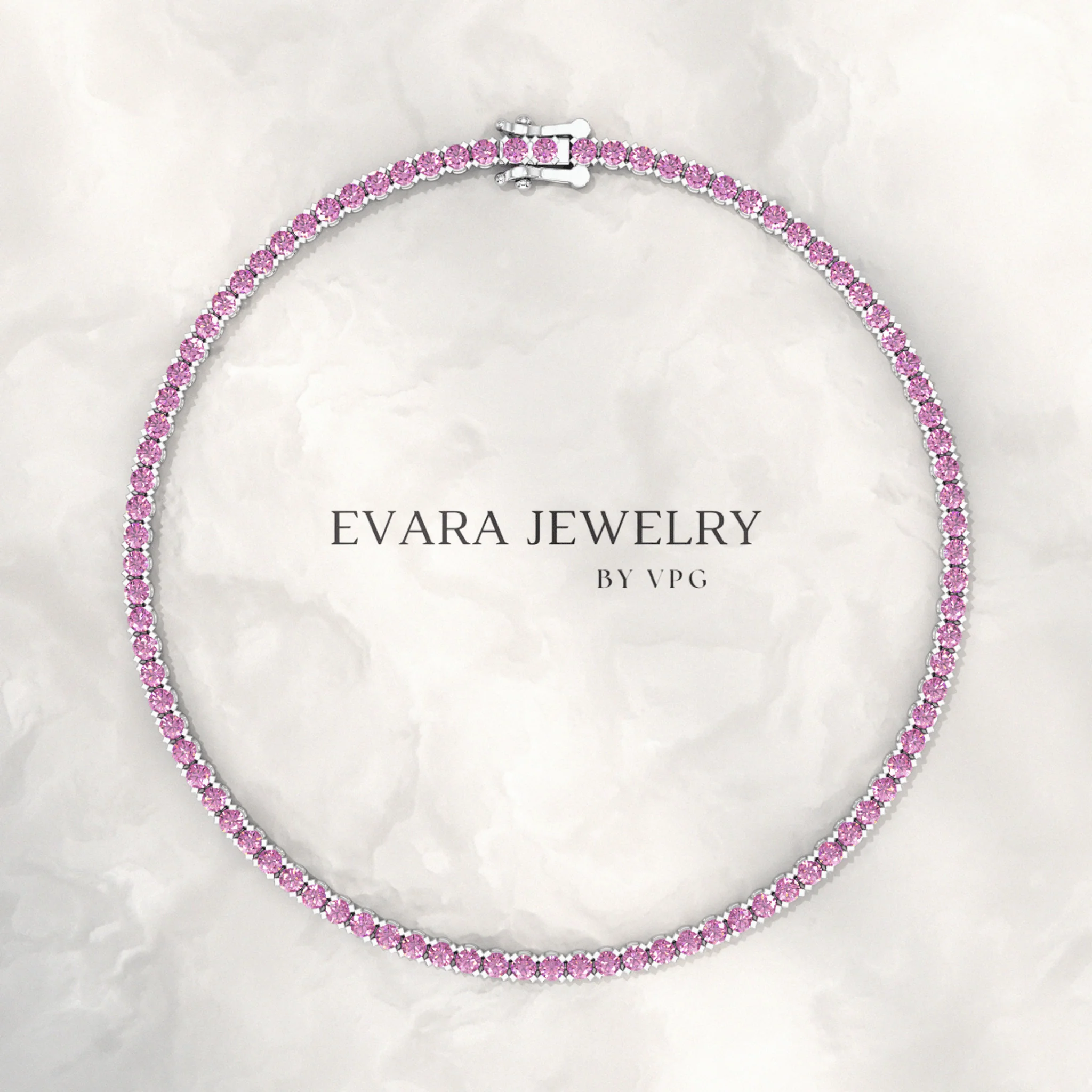 3.21 Carats Natural Pink Sapphire Tennis Bracelet in 14K/18K Yellow Gold - Image 12