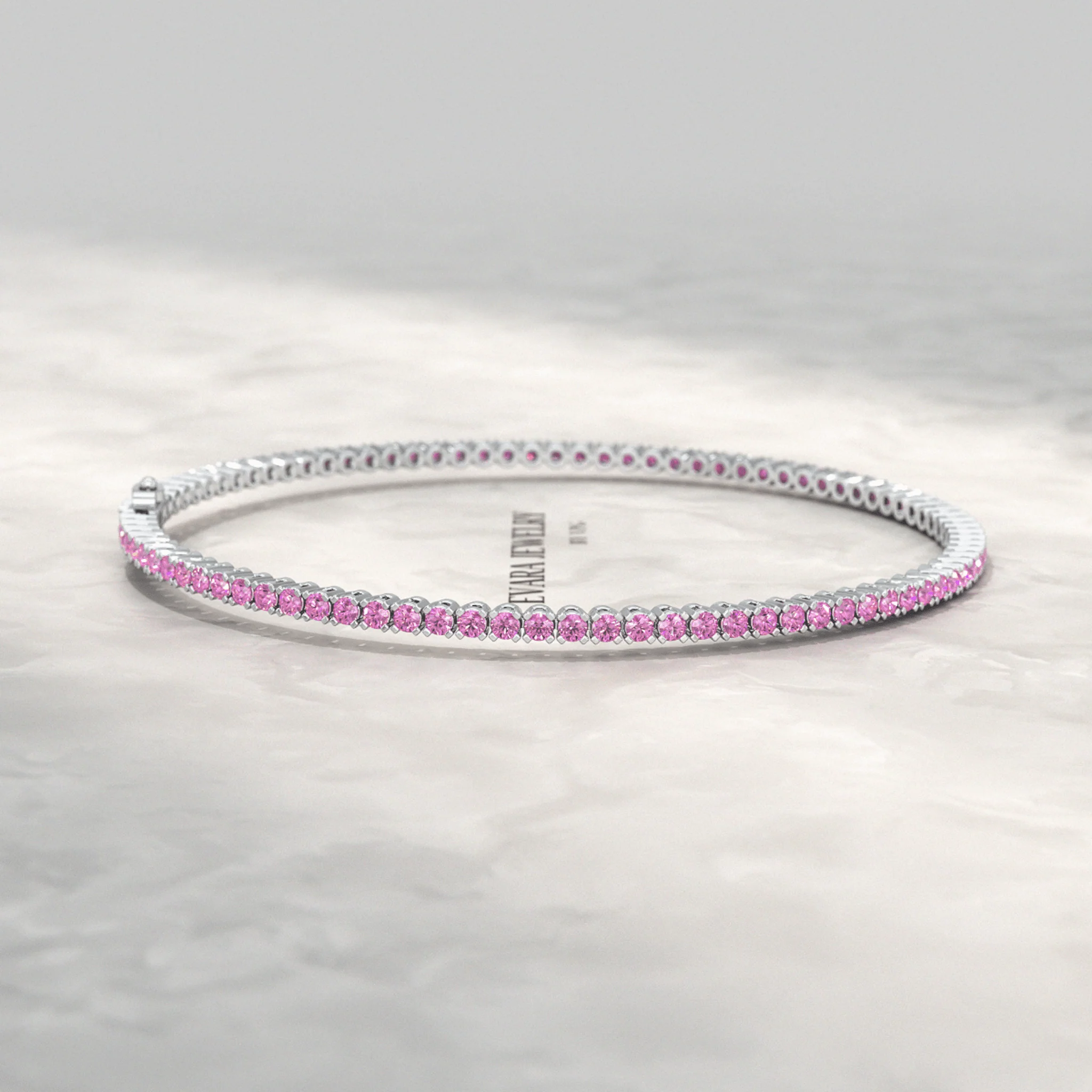 3.21 Carats Natural Pink Sapphire Tennis Bracelet in 14K/18K Yellow Gold - Image 13