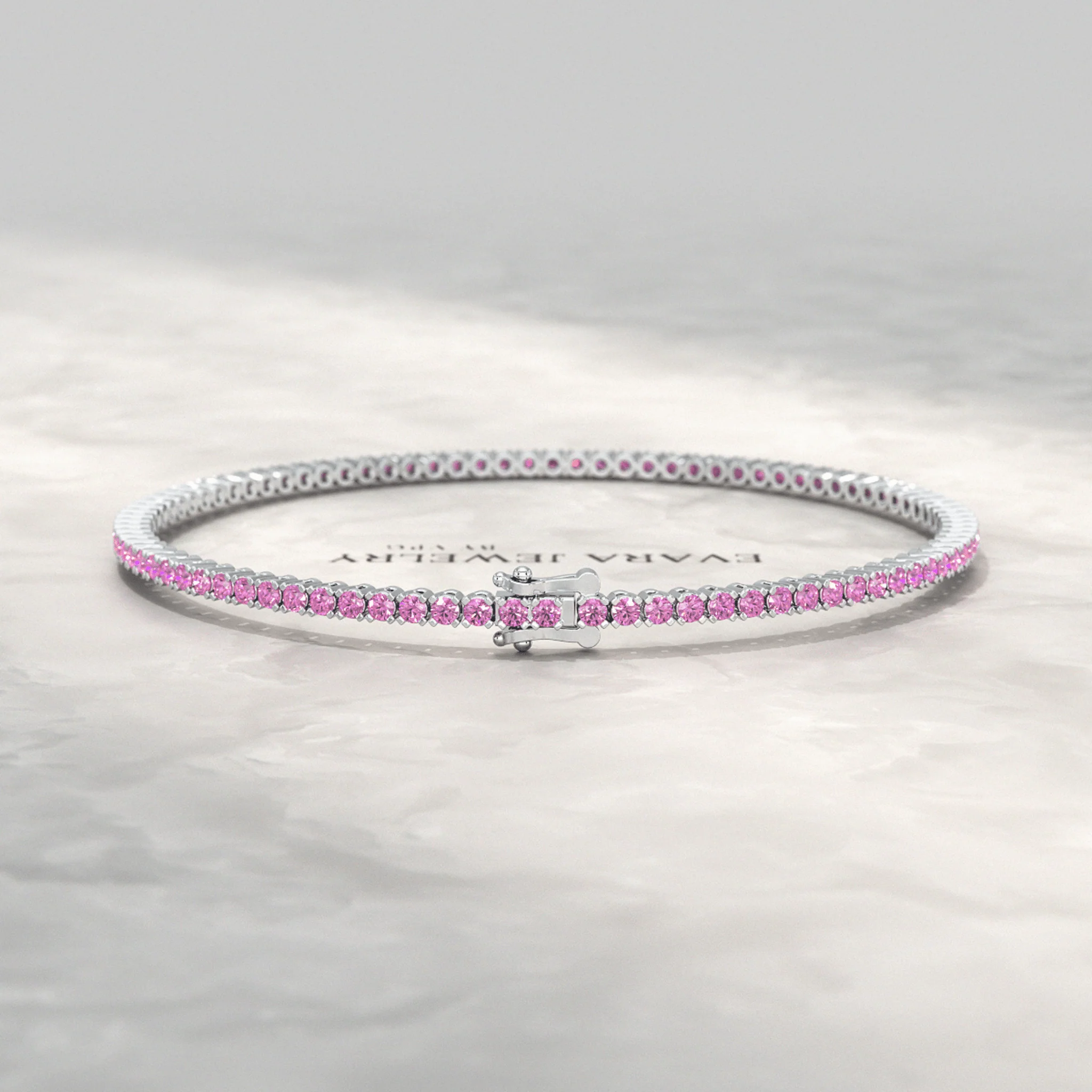 3.21 Carats Natural Pink Sapphire Tennis Bracelet in 14K/18K Yellow Gold - Image 14